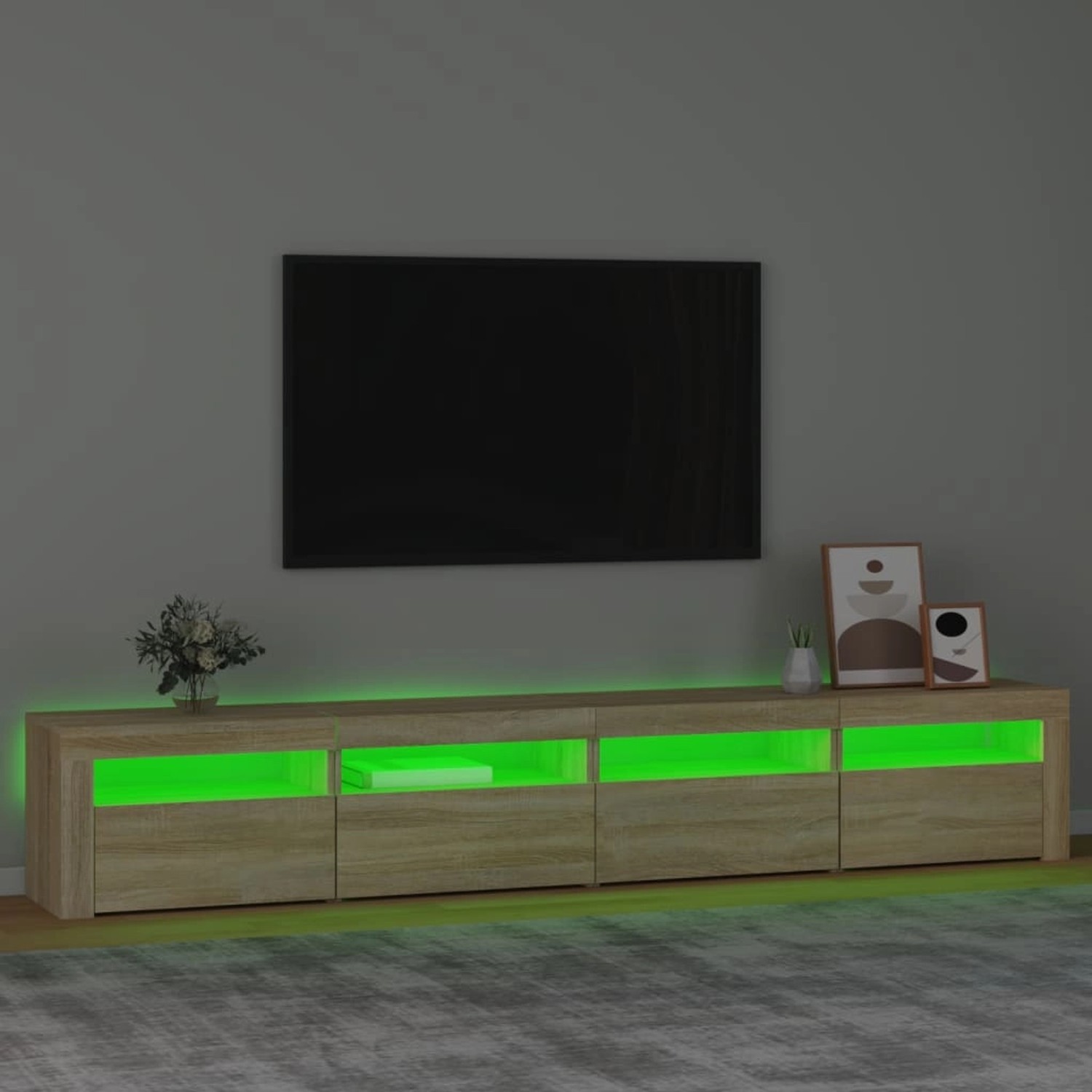 vidaXL TV-Schrank mit LED-Leuchten Sonoma-Eiche 240x35x40 cm  Modell 1 günstig online kaufen