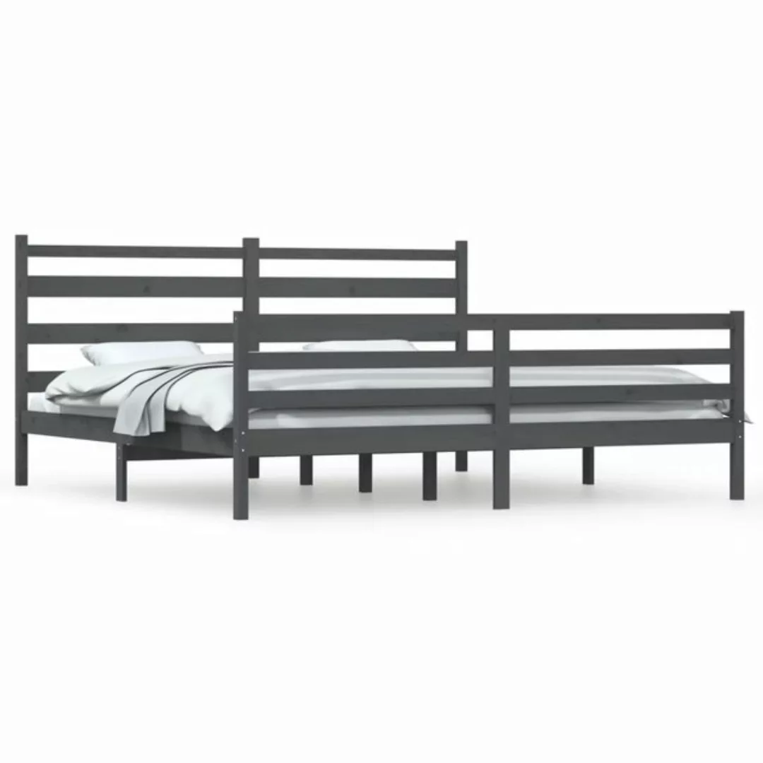 furnicato Bett Massivholzbett Kiefer 200x200 cm Grau günstig online kaufen