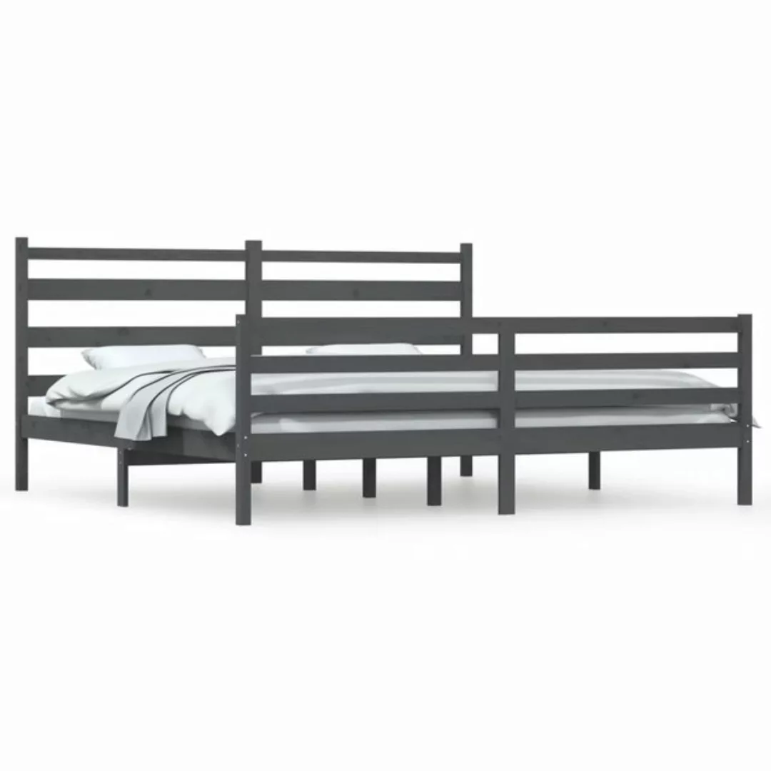 vidaXL Bettgestell Massivholzbett Kiefer 200x200 cm Grau Bett Bettgestell D günstig online kaufen