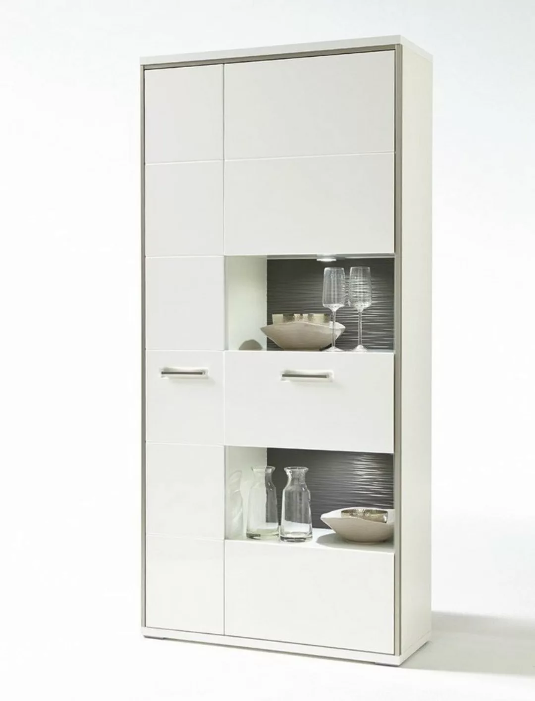 expendio Vitrine Travis 5 weiß Hochglanz 94x201x38 cm vormontiert Beleuchtu günstig online kaufen