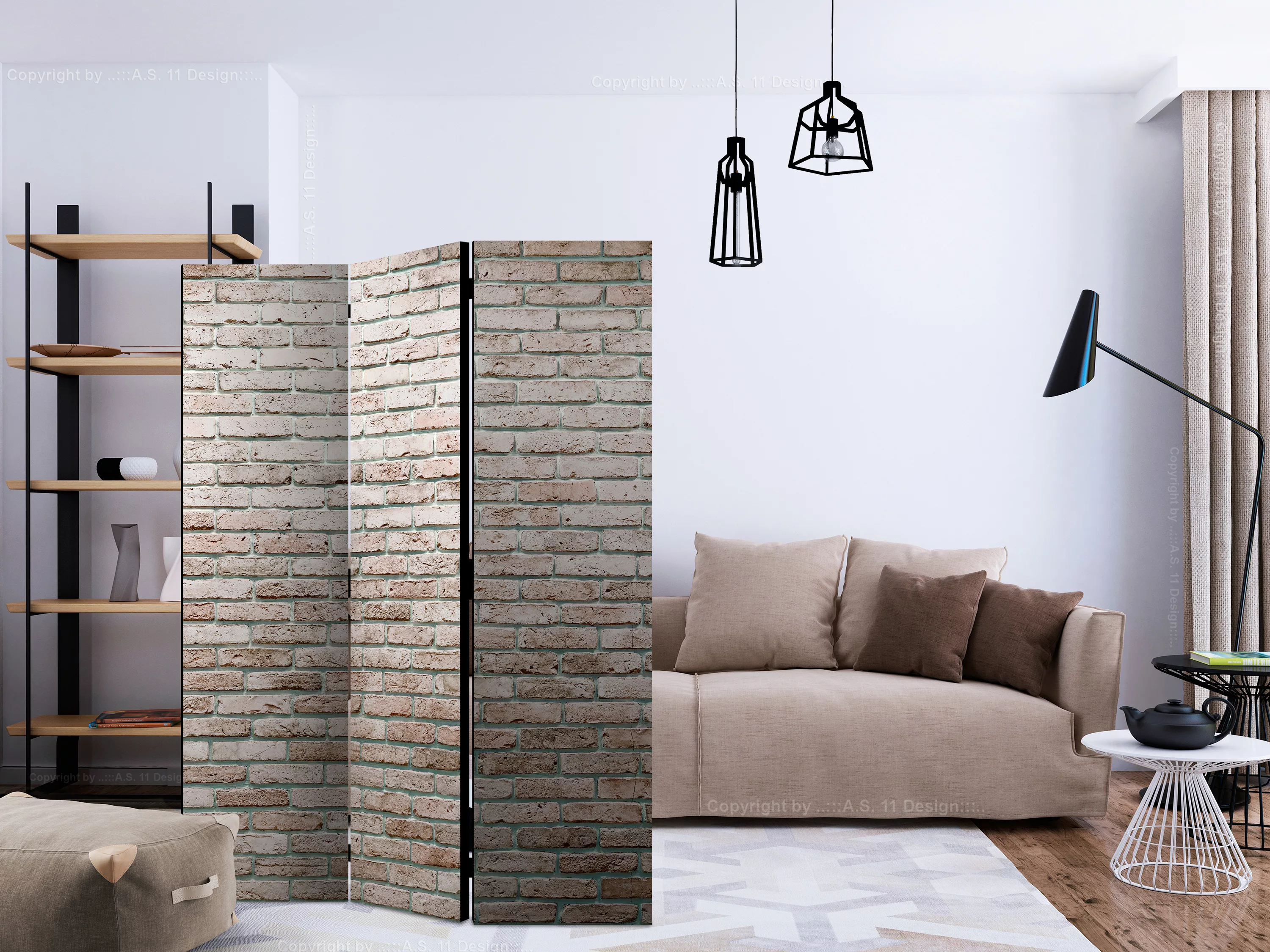 3-teiliges Paravent - Elegant Brick [room Dividers] günstig online kaufen
