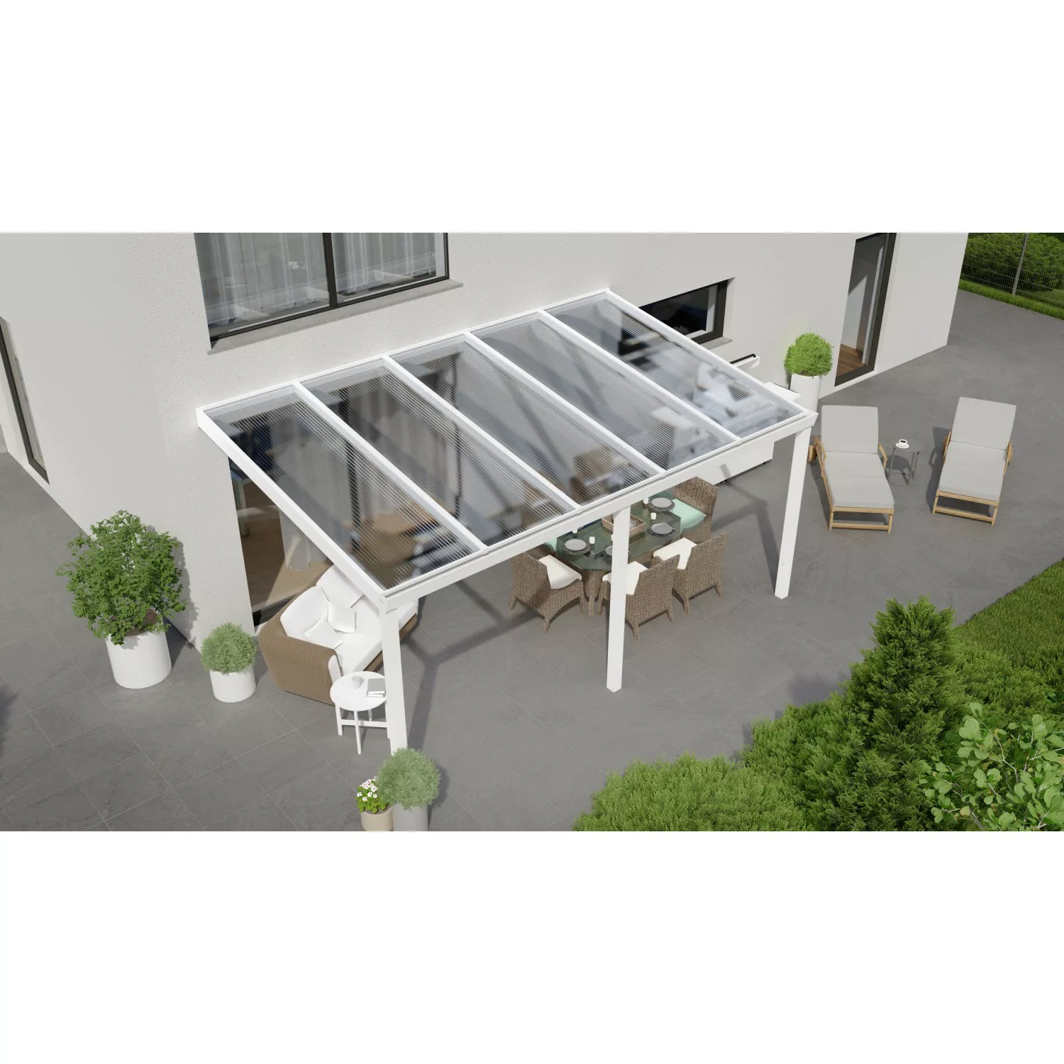 Terrassenüberdachung Professional 500 cm x 350 cm Weiß PC Klar günstig online kaufen