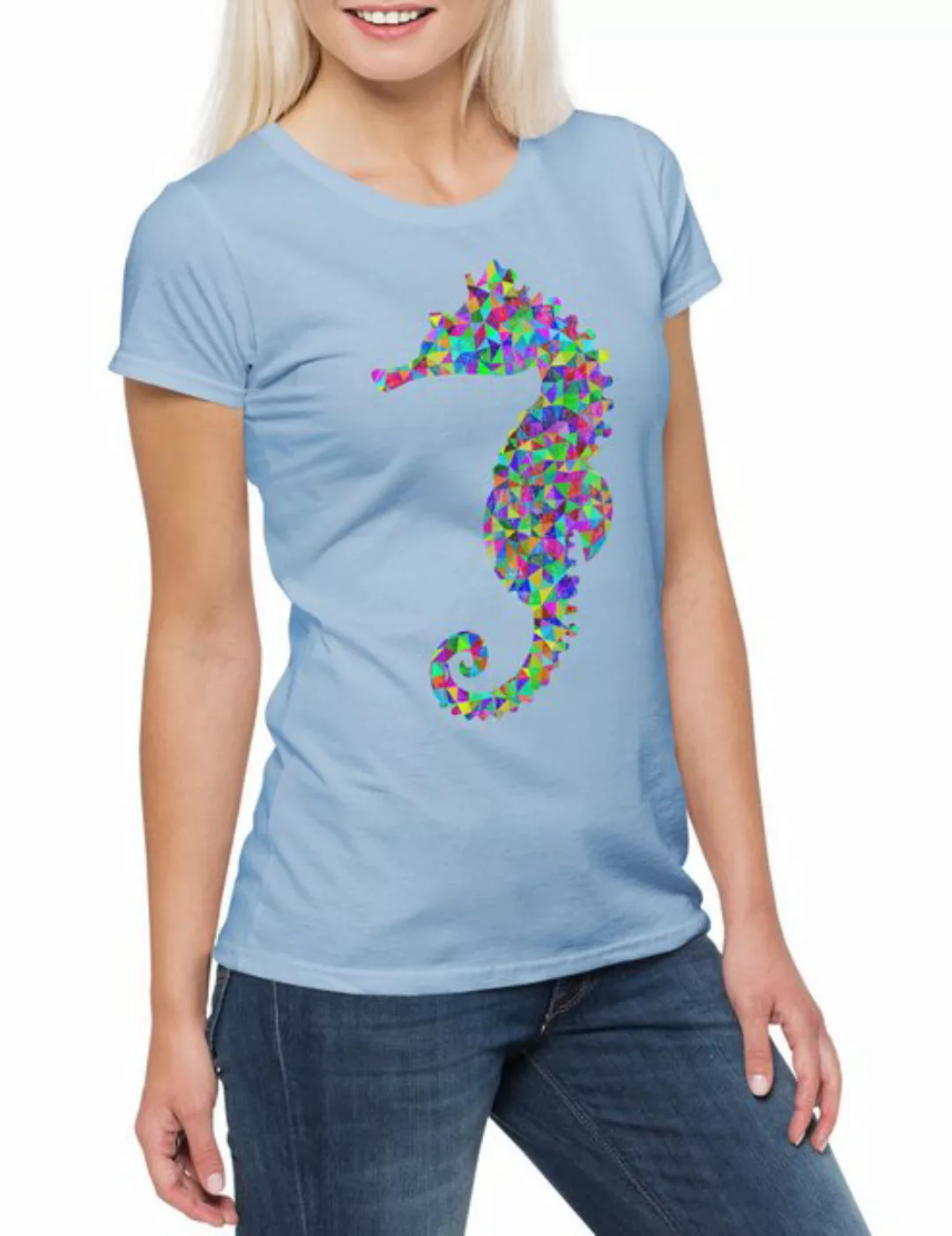 Urban Backwoods Print-Shirt Colored Sea Horse Damen T-Shirt Disco Dance Mus günstig online kaufen