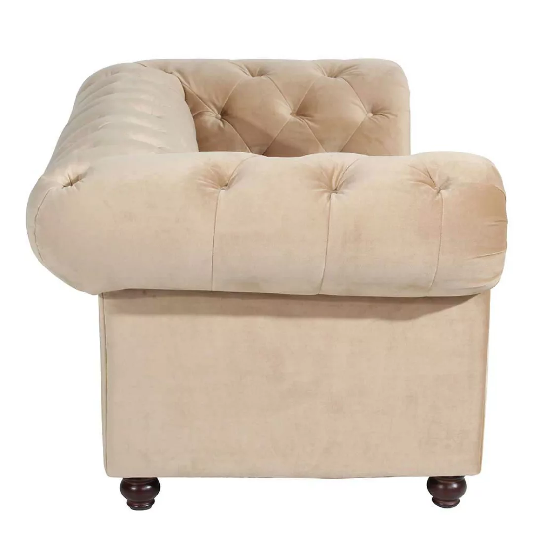 2sitzer Sofa Sandfarben im Chesterfield Look Samtvelours günstig online kaufen