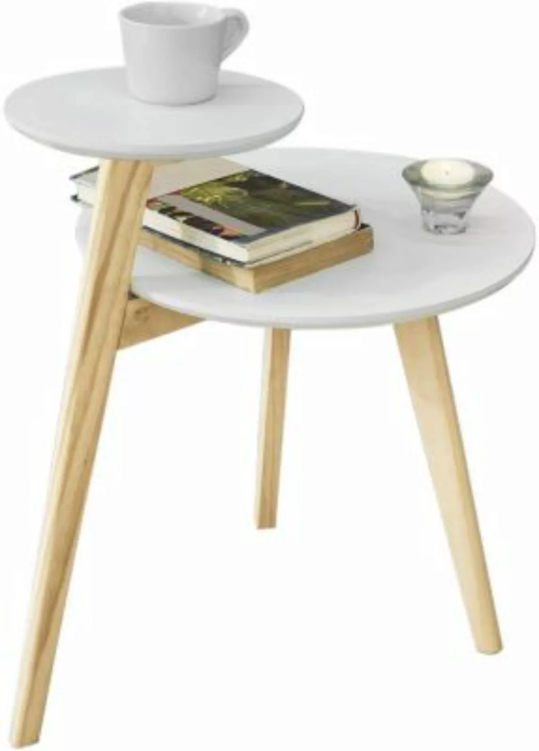 SoBuy® Beistelltisch mit 2 Tischplatten, Couchtisch Kaffeetisch weiß günstig online kaufen
