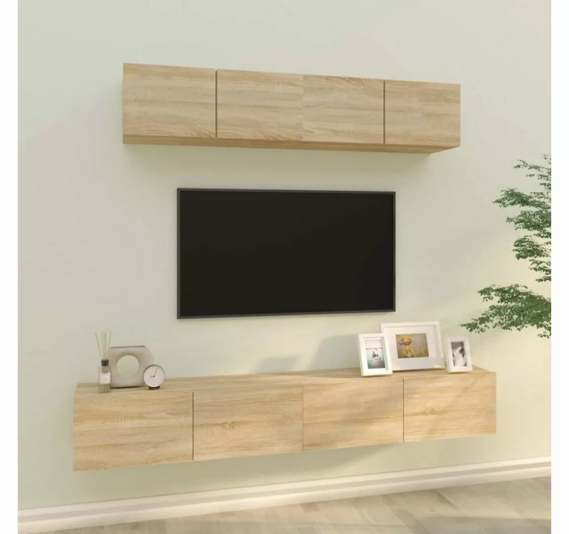 vidaXL TV-Schrank 4-tlg. TV-Schrank-Set Sonoma-Eiche Holzwerkstoff (4-St) günstig online kaufen