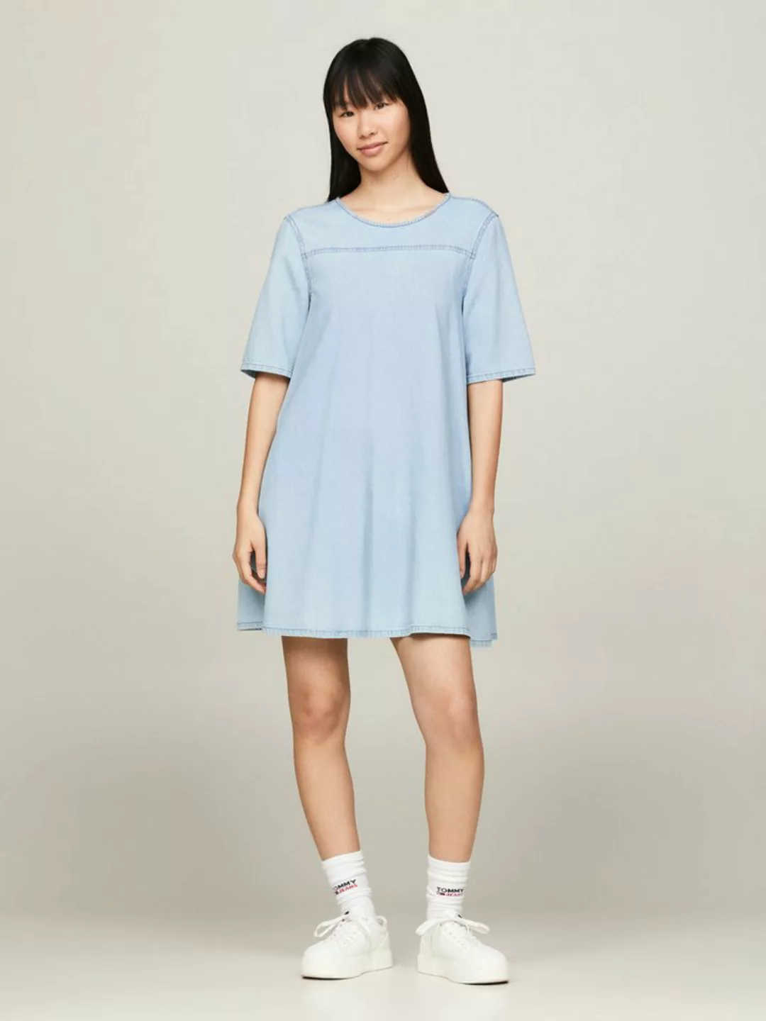 Tommy Jeans Curve Blusenkleid TJW CHAMBRAY A-LINE SS DRESS EXT Große Größen günstig online kaufen