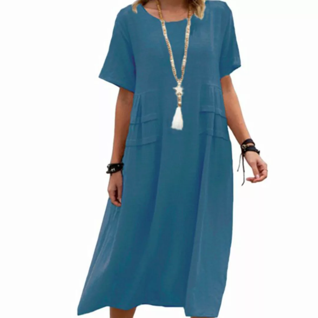 ZWY Dirndl Lockeres, lässiges Kleid aus Baumwolle und Leinen günstig online kaufen