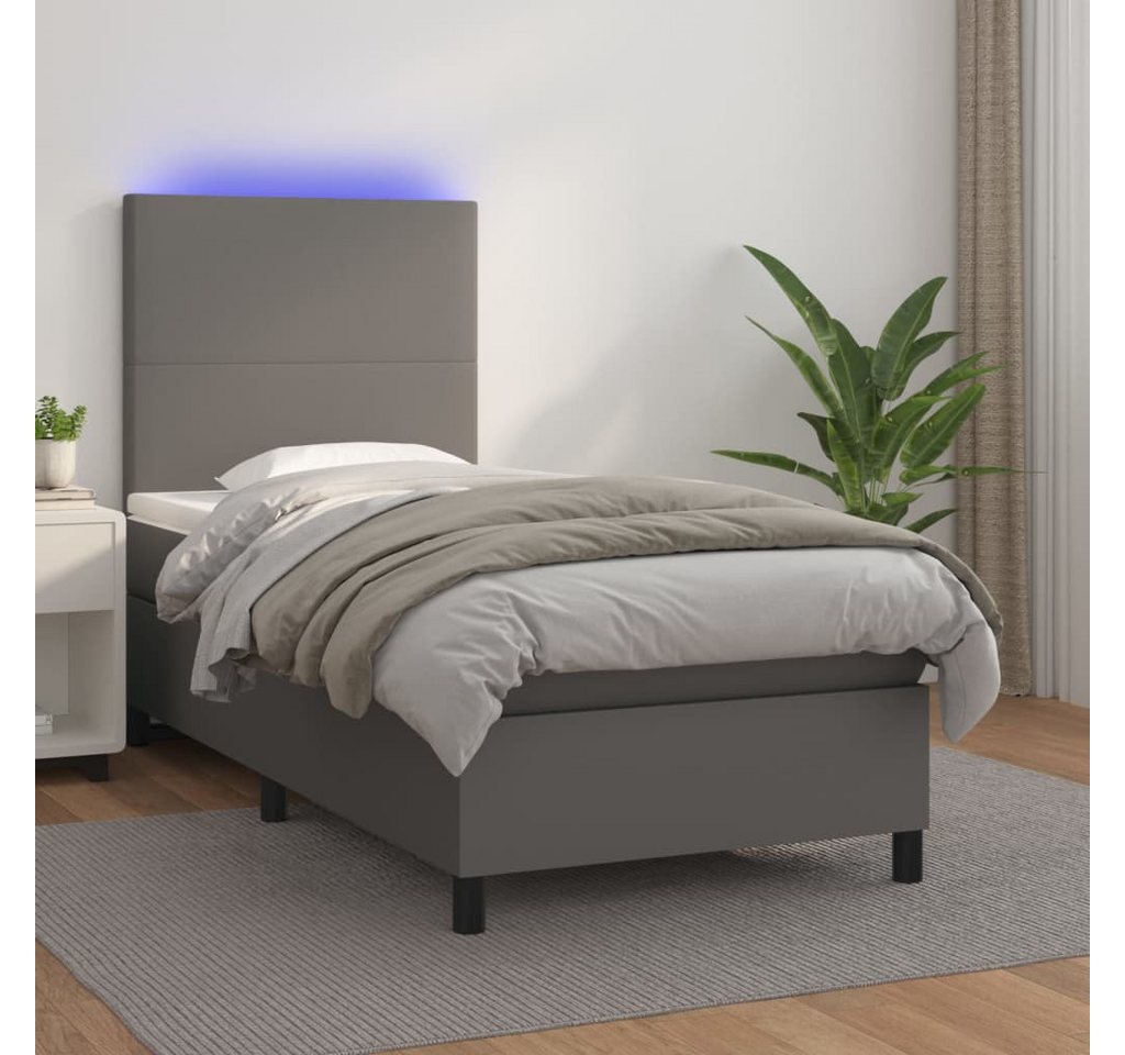 vidaXL Boxspringbett Boxspringbett mit Matratze & LED Kunstleder (90 x 190 günstig online kaufen