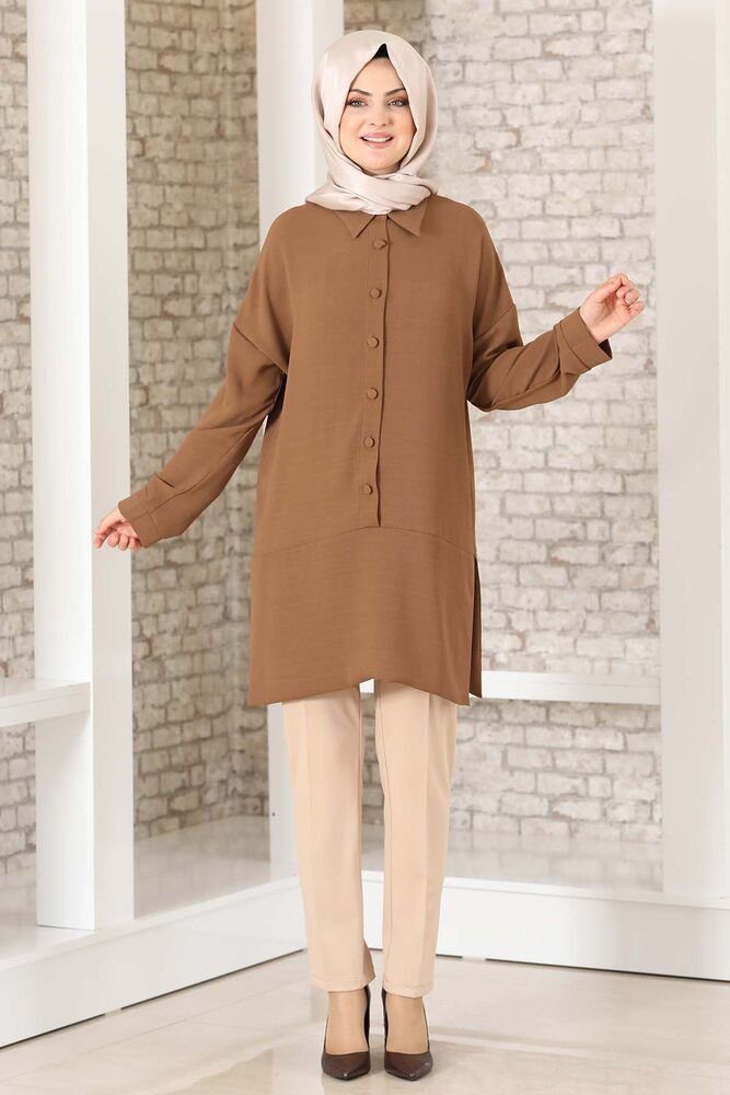 Modavitrini Longtunika Lockere Hijab-Tunika mit Knopfdetail günstig online kaufen