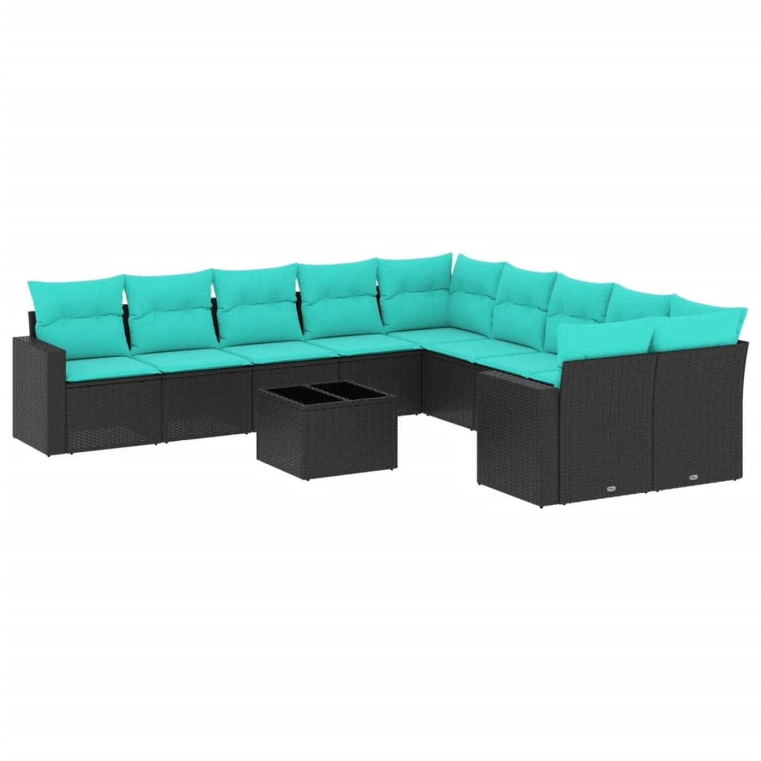 vidaXL 11-Tlg Garten-Sofagarnitur mit Kissen Schwarz Poly Rattan 3219507 günstig online kaufen