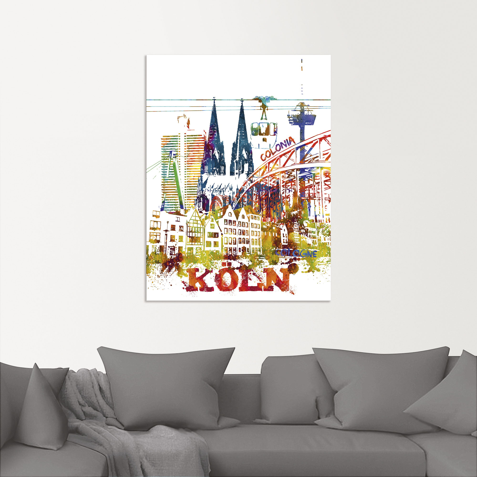 Artland Leinwandbild »Köln Dom Grafik«, Köln, (1 St.), auf Keilrahmen gespa günstig online kaufen