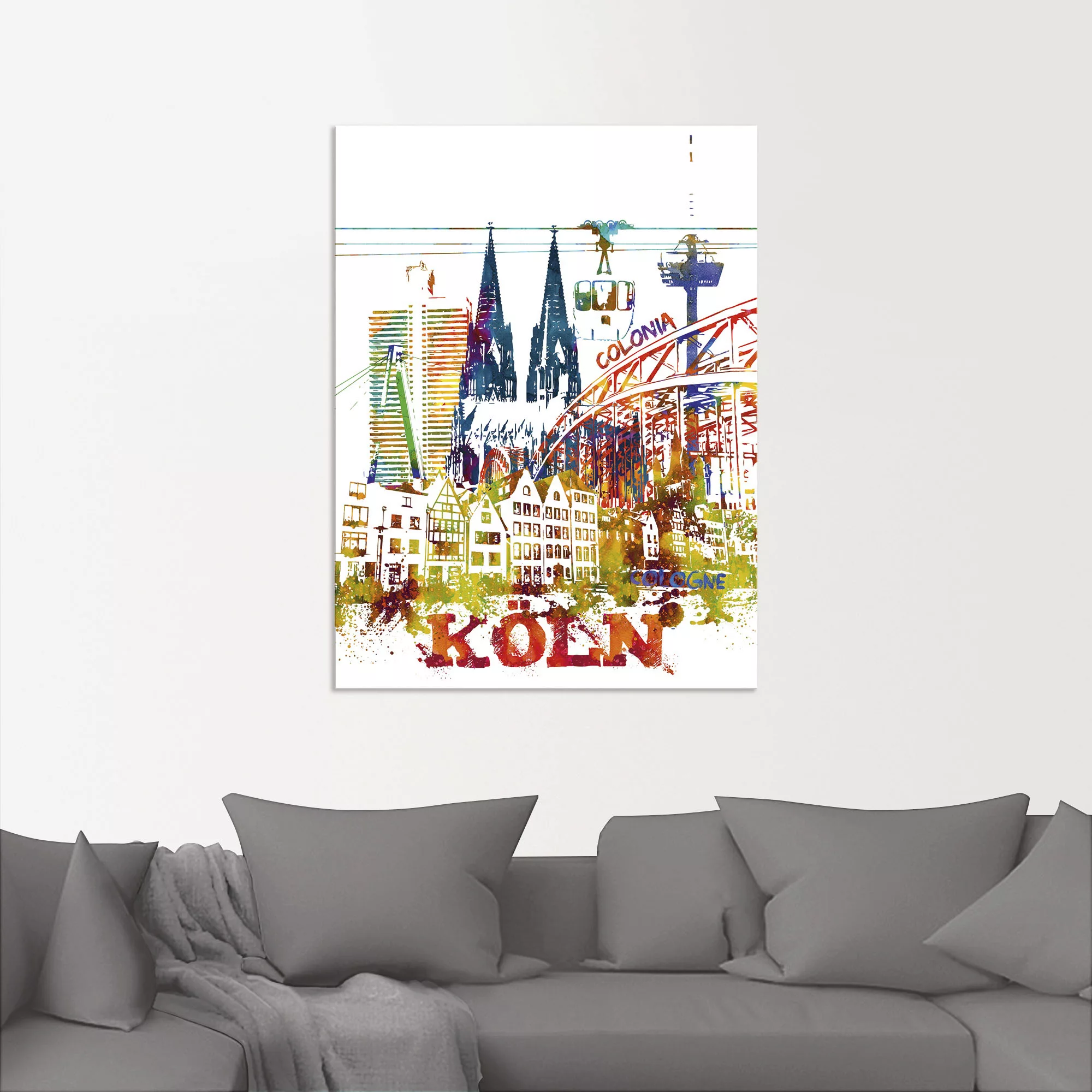 Artland Leinwandbild "Köln Dom Grafik", Köln, (1 St.), auf Keilrahmen gespa günstig online kaufen