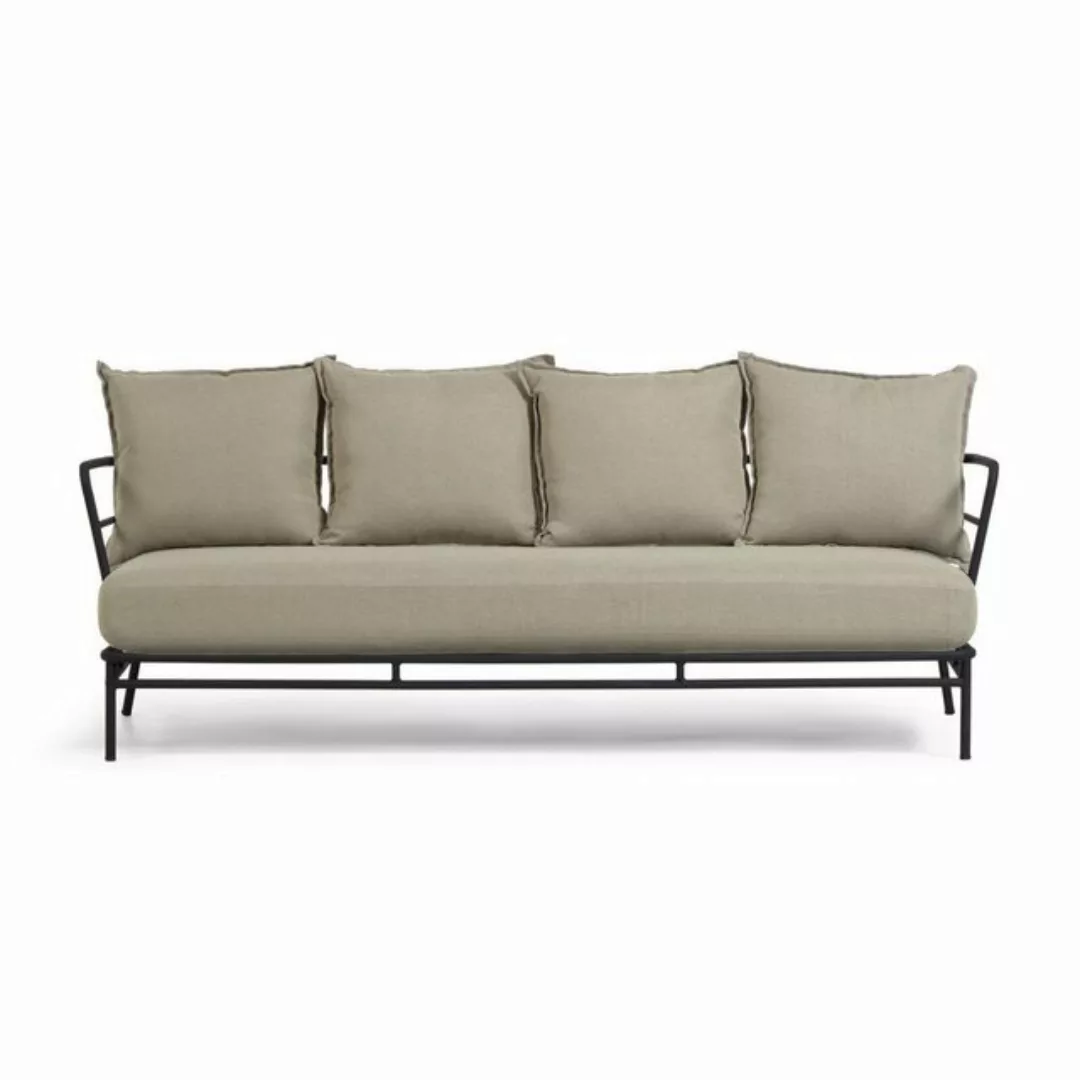 Natur24 Sofa Sofa Mareluz 3-Sitzer schwarzer Stahl 197cm Couch Gartenmöbel günstig online kaufen