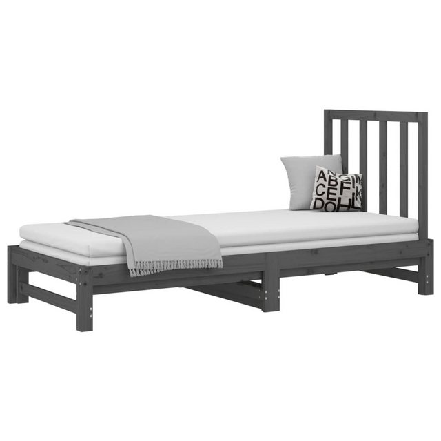 vidaXL Gästebett Gästebett Tagesbett Ausziehbar Grau 2x90x200 cm Massivholz günstig online kaufen