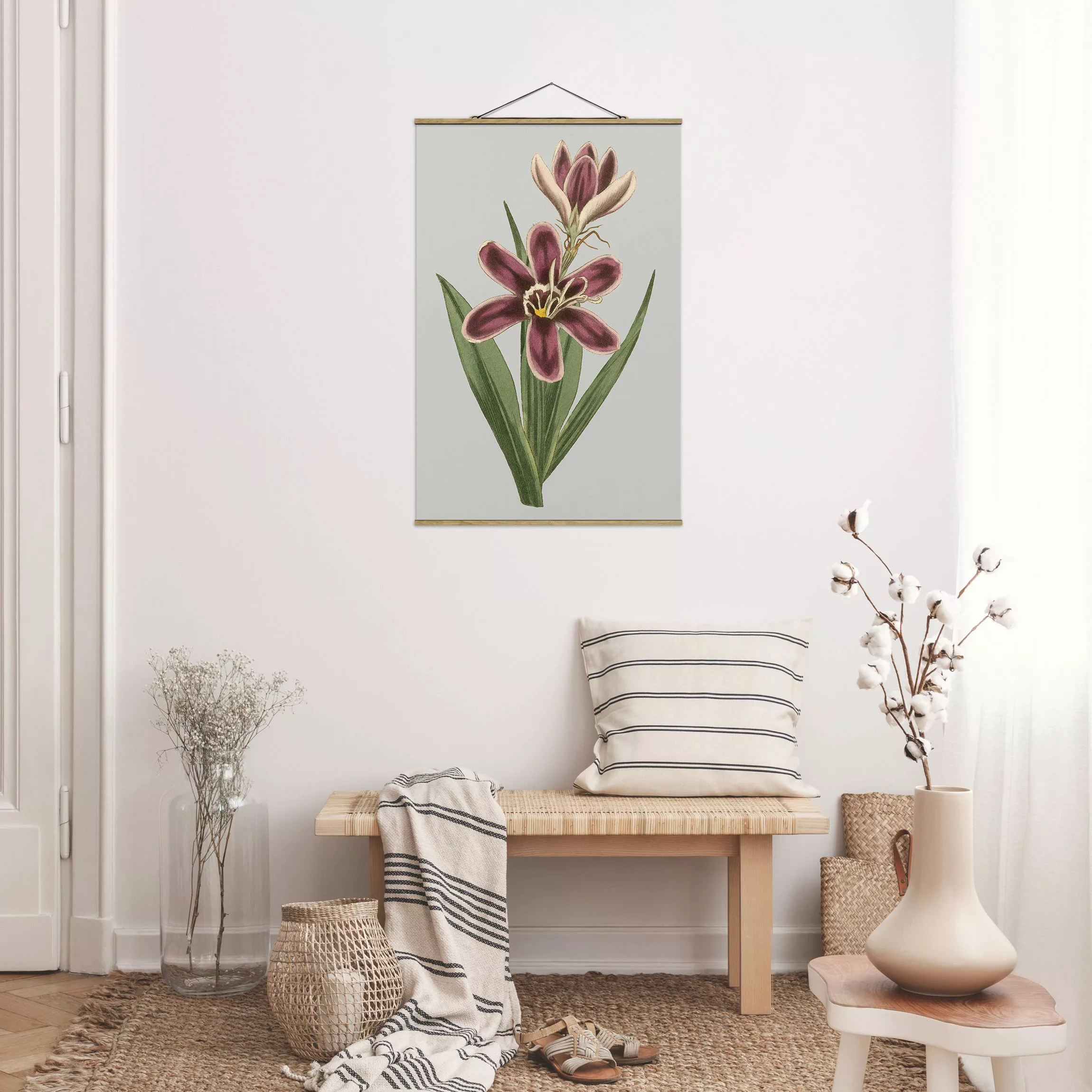 Stoffbild Blumen mit Posterleisten - Hochformat Florale Schmuckstücke II günstig online kaufen