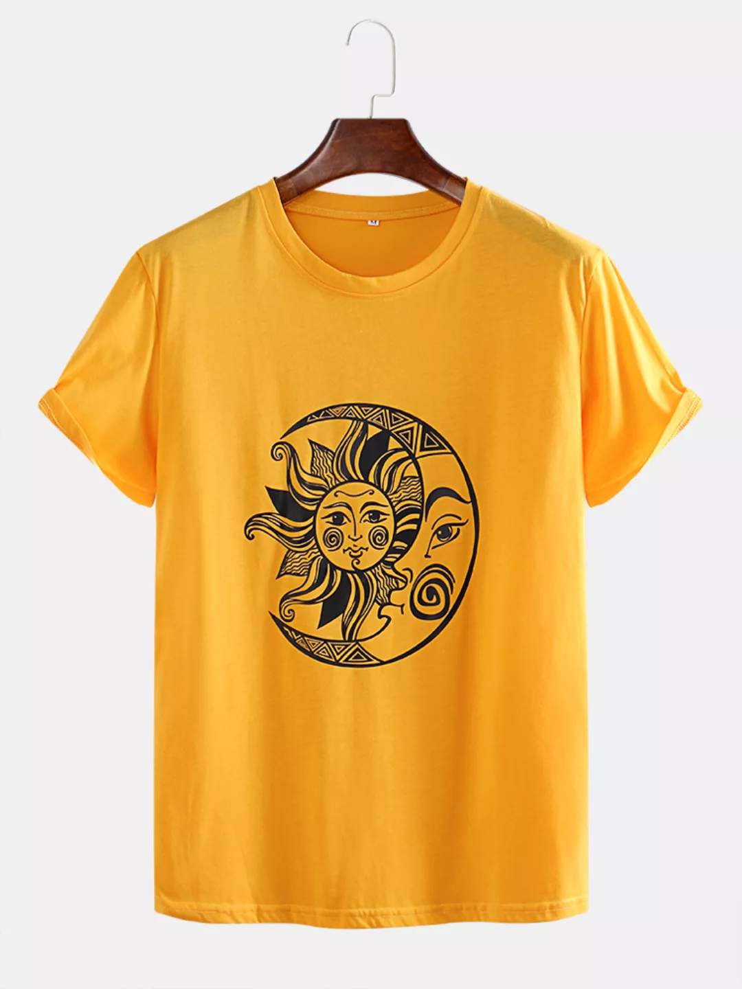 Lustige Sun Moon Totem Print Kurzarm T-Shirts für Herren günstig online kaufen