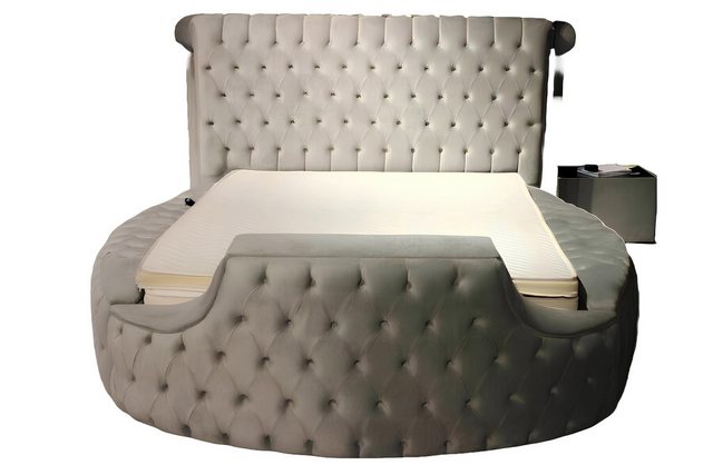 JVmoebel Bett Rundes Bett Moderne Design Polster Betten Stoff Chesterfield günstig online kaufen