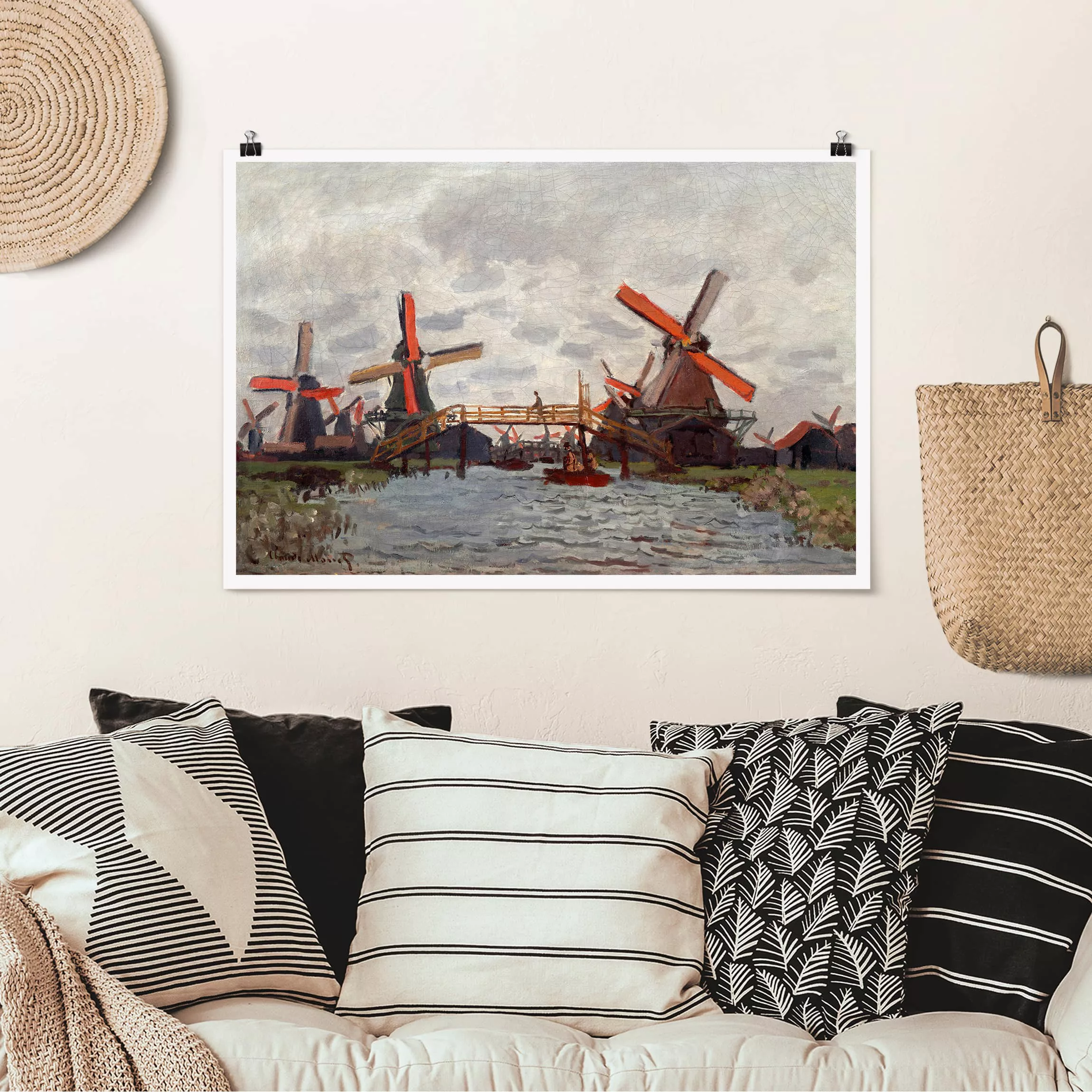Poster Kunstdruck - Querformat Claude Monet - Windmühlen Zaandam günstig online kaufen