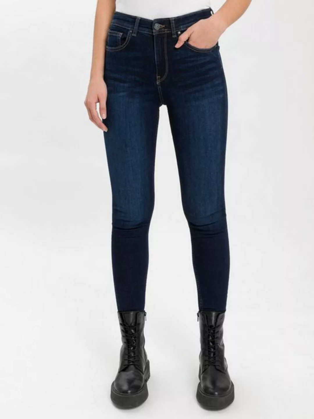 Cross Jeans Damen Jeans Judy - Super Skinny Fit - Blau - Deep Blue Used günstig online kaufen