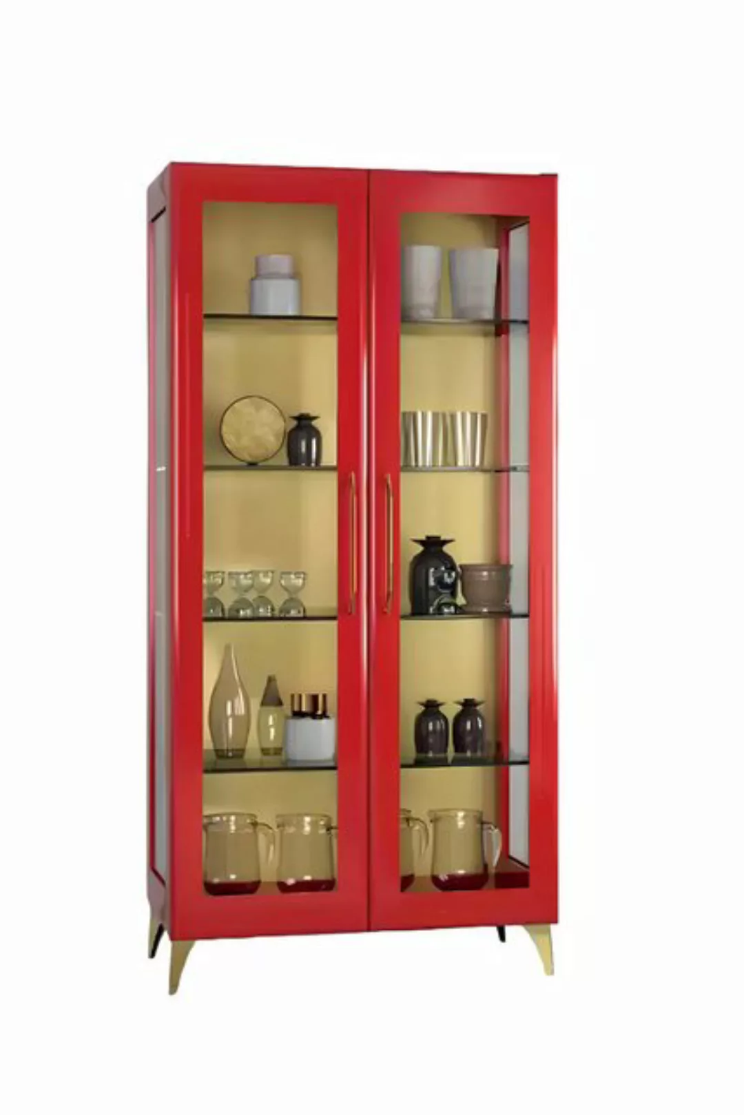 Xlmoebel Vitrine Moderne Luxus Glasvitrine in schöner roter Farbe aus Holz günstig online kaufen