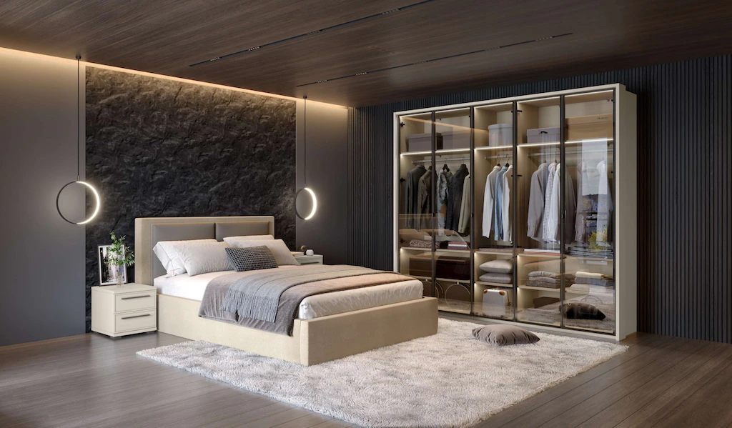 Places of Style Drehtürenschrank "Opera Parsol-Glastüren, LED-Glasbodenbele günstig online kaufen