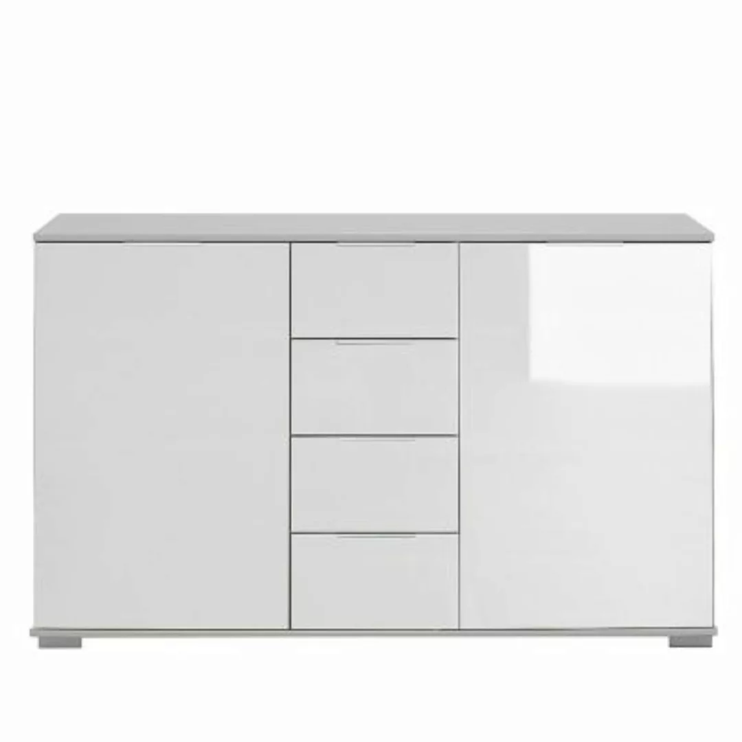 Lomadox Schlafzimmer Sideboard in weiß mit weißem Glas ELSTRA-43, B/H/T ca. günstig online kaufen