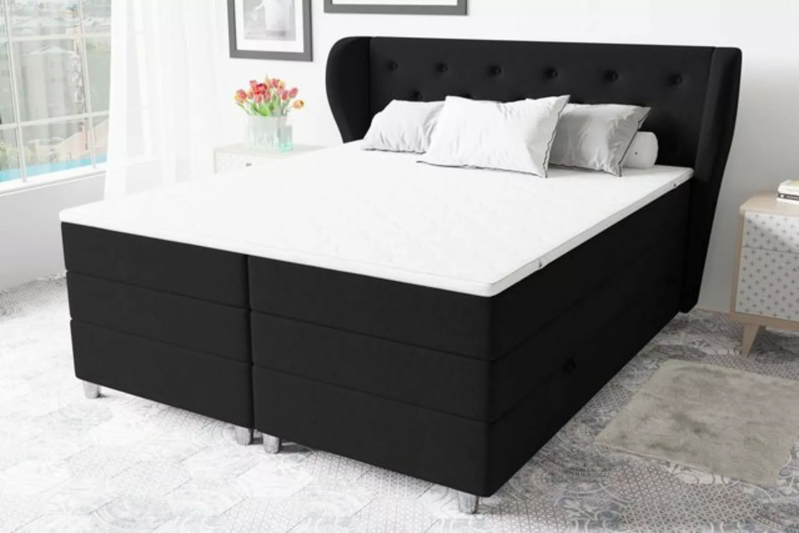 Stylefy Boxspringbett Helios (Schlafzimmerbett, Bett), gepolstert günstig online kaufen