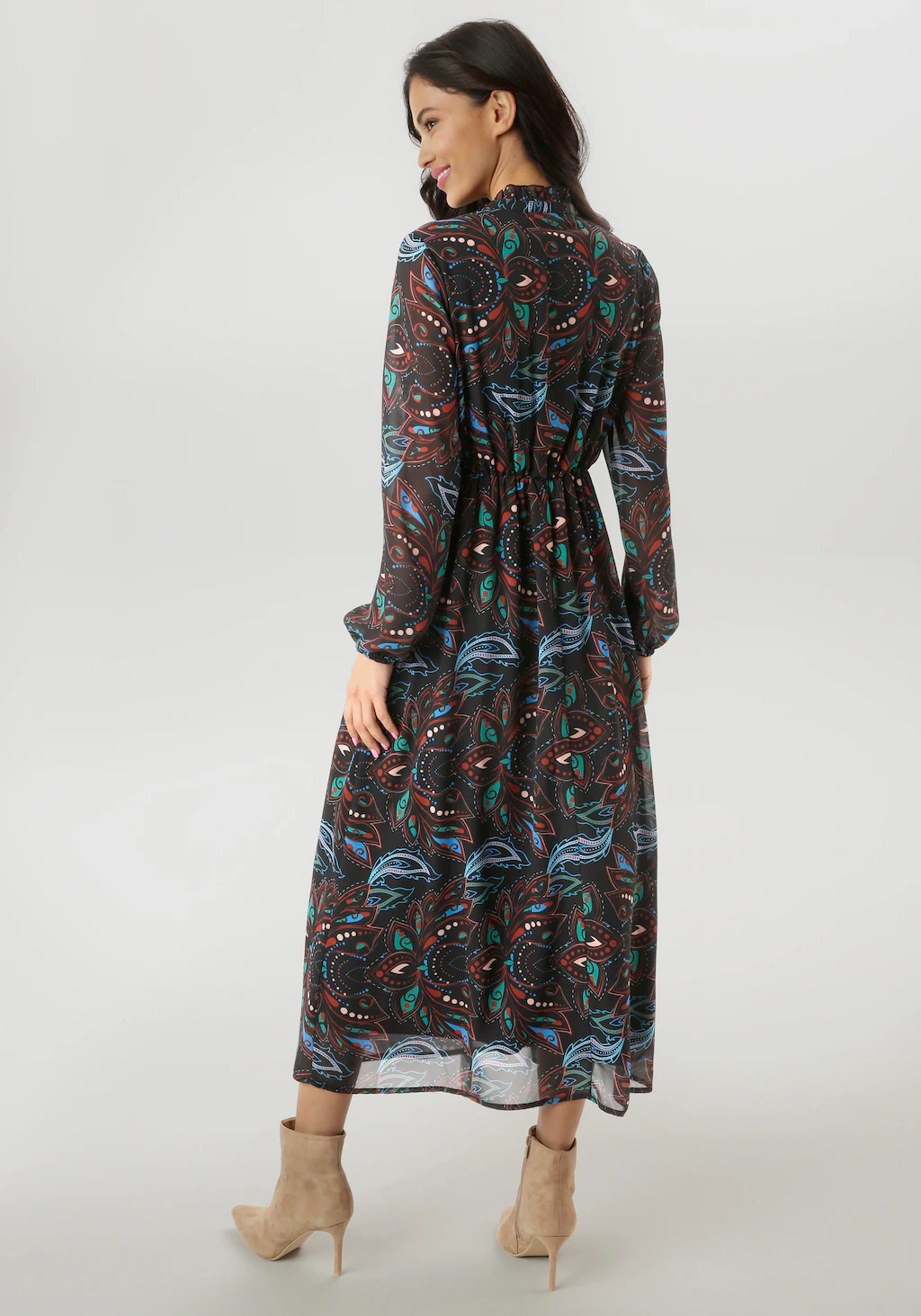 Aniston SELECTED Maxikleid, mit aufwendiger und dekorativer Biesenverarbeit günstig online kaufen