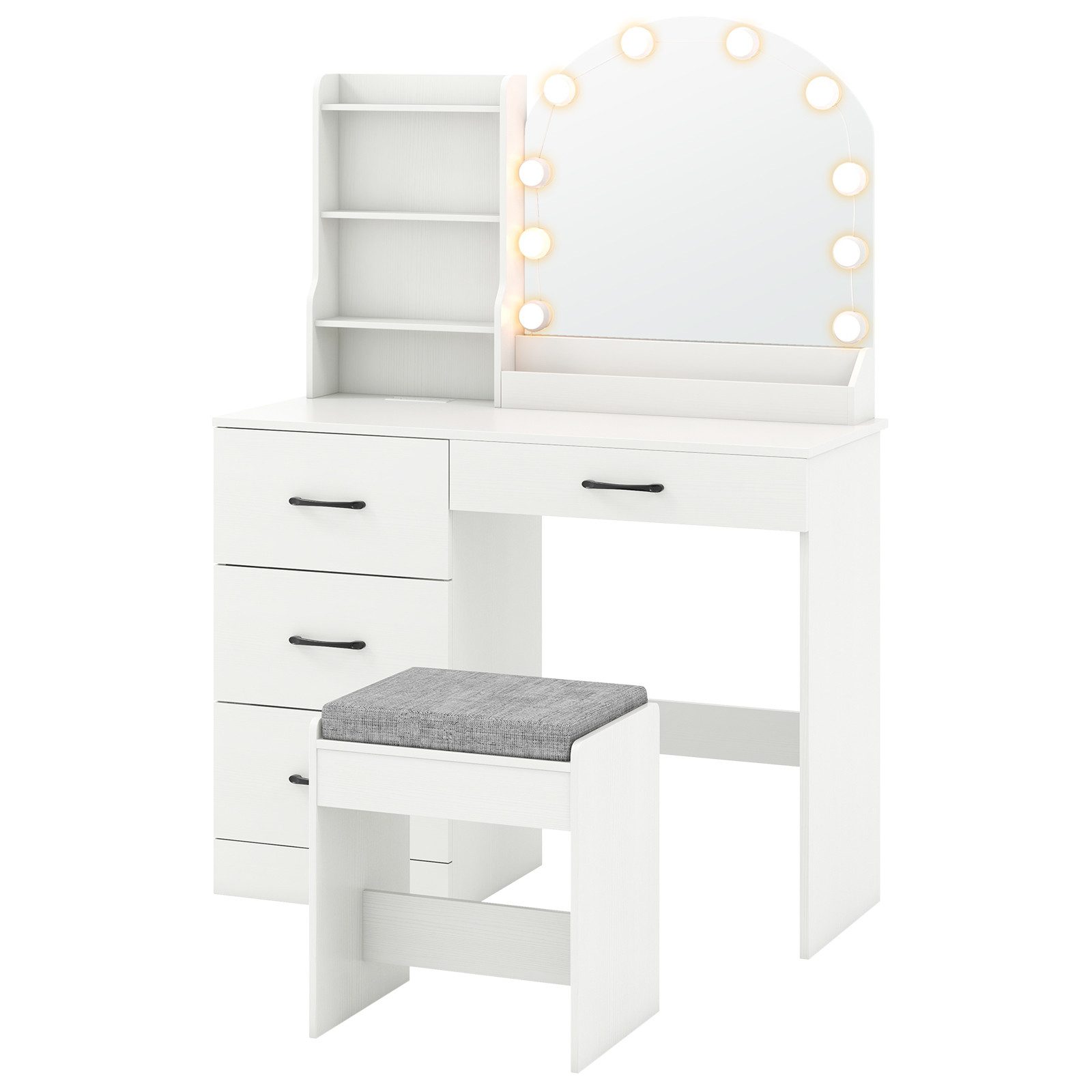 COSTWAY Schminktisch (1-St), mit LED-Beleuchtung, Ladestation, günstig online kaufen