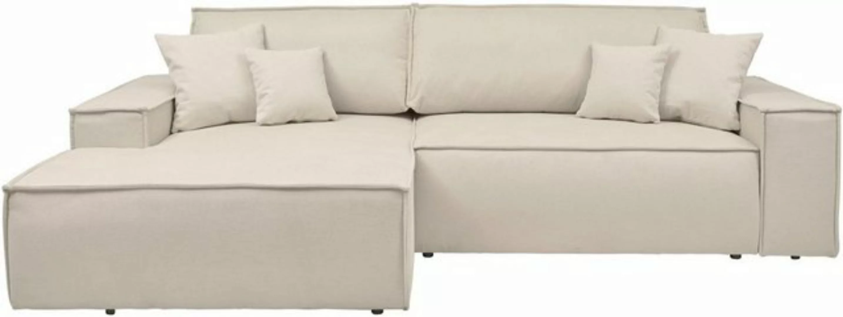 andas Ecksofa Finnley Schlafsofa 267 cm in Bouclé, Struktur fein u. Cord, L günstig online kaufen