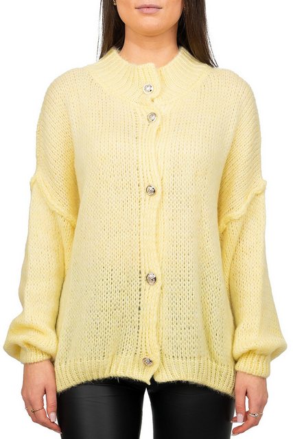 Reichstadt Strickjacke Strickpullover 25RSW068 mit Knöpfen Yellow One Size günstig online kaufen