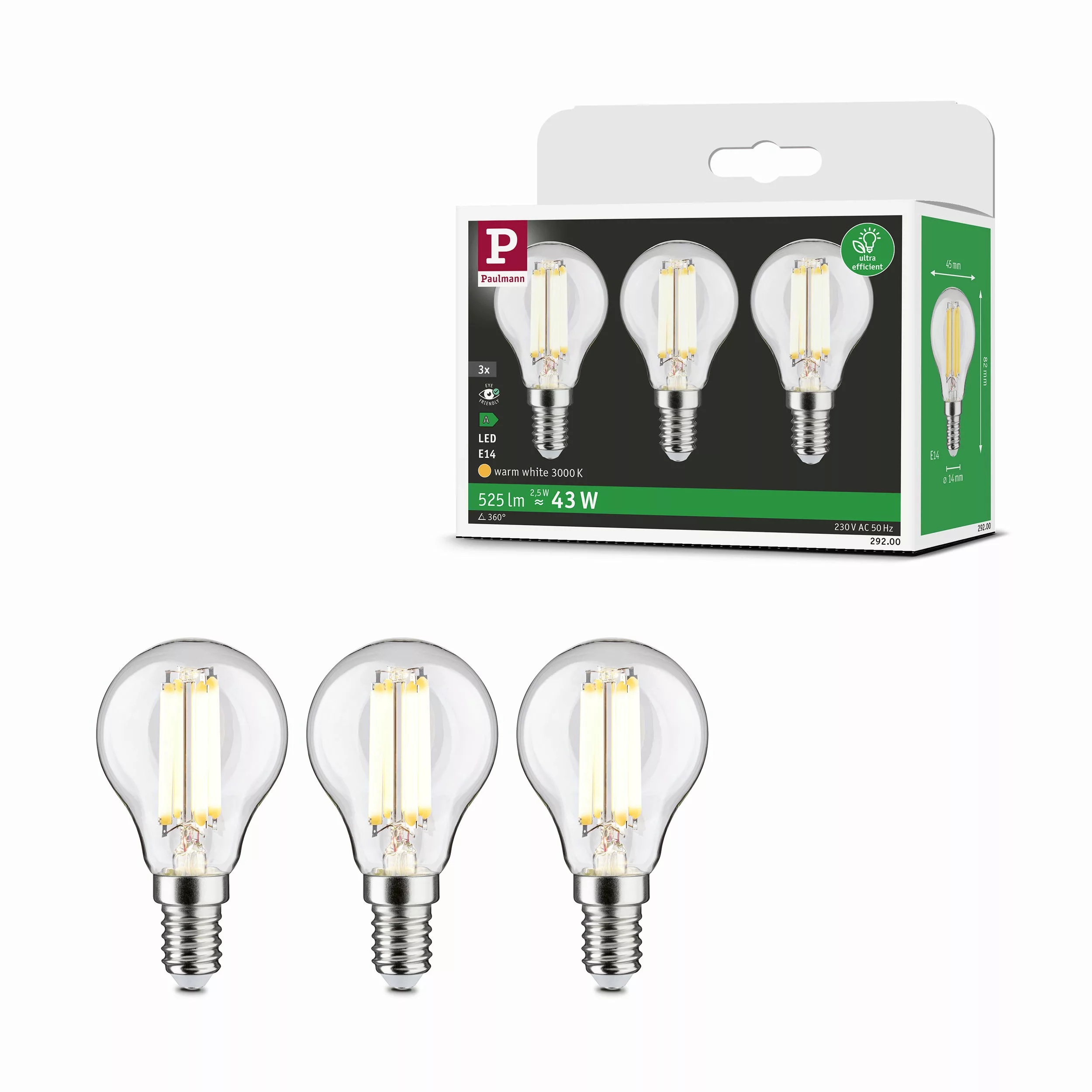 Paulmann LED-Leuchtmittel »Eco-Line Filament 230V LED Tropfen E14 3er-Pack günstig online kaufen