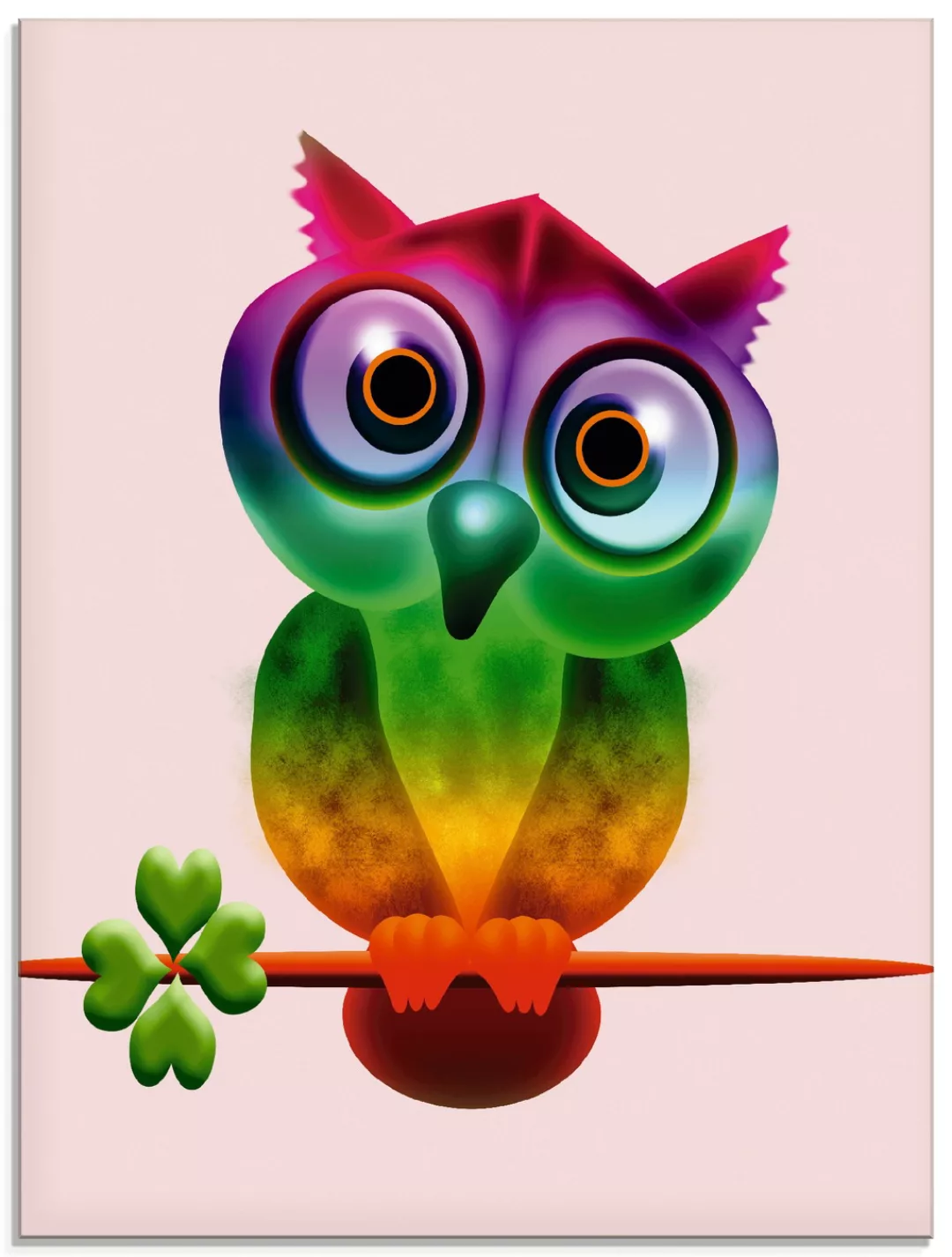 Artland Glasbild "Bunte Eule", Vögel, (1 St.) günstig online kaufen