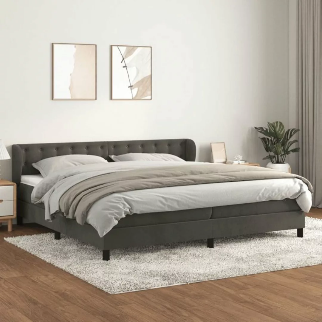 vidaXL Bettgestell Boxspringbett mit Matratze Dunkelgrau 200x200 cm Samt Be günstig online kaufen