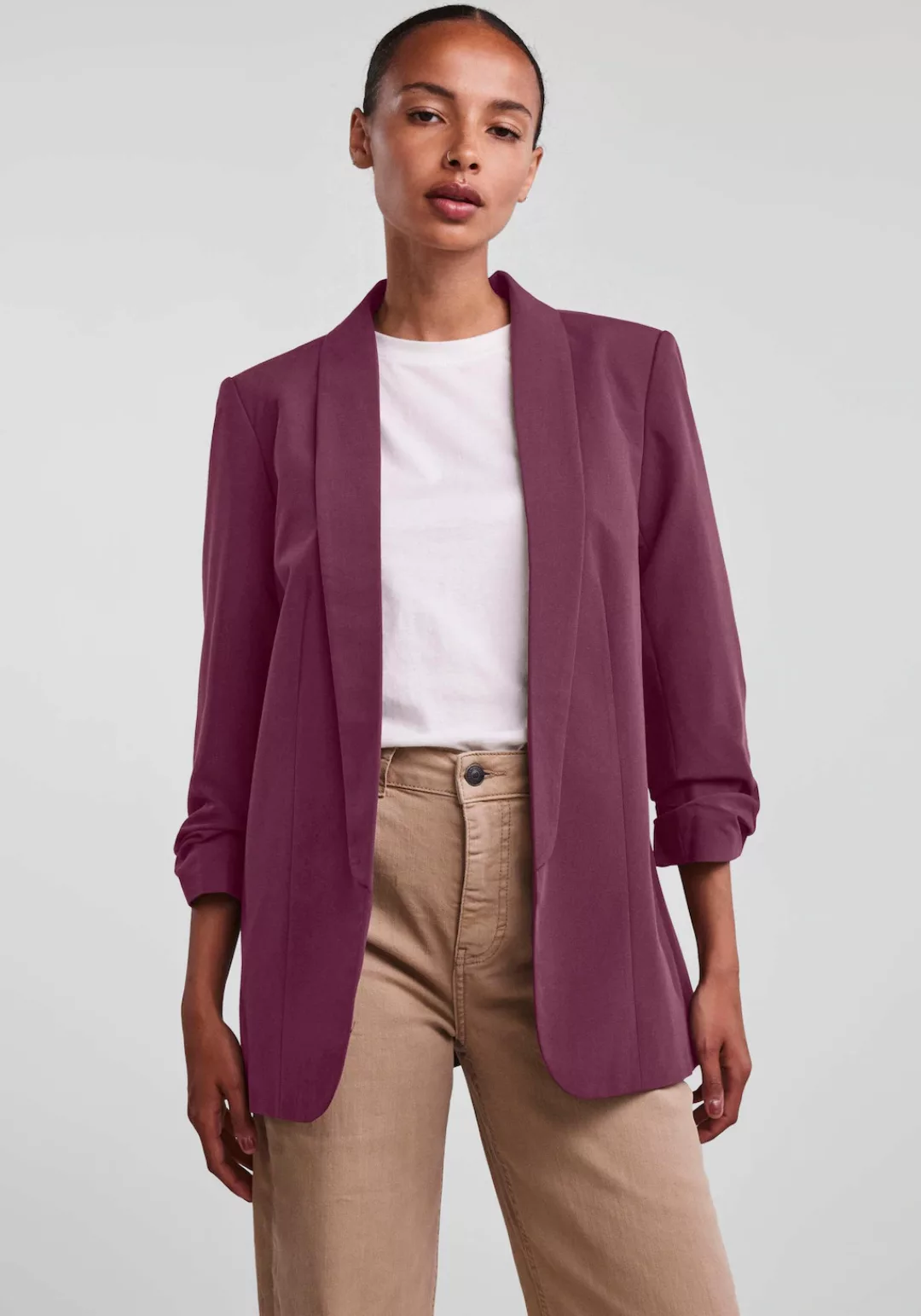 pieces Blusenblazer "PCBOSELLA 3/4 BLAZER NOOS", mit Faltendetail am Ärmel günstig online kaufen