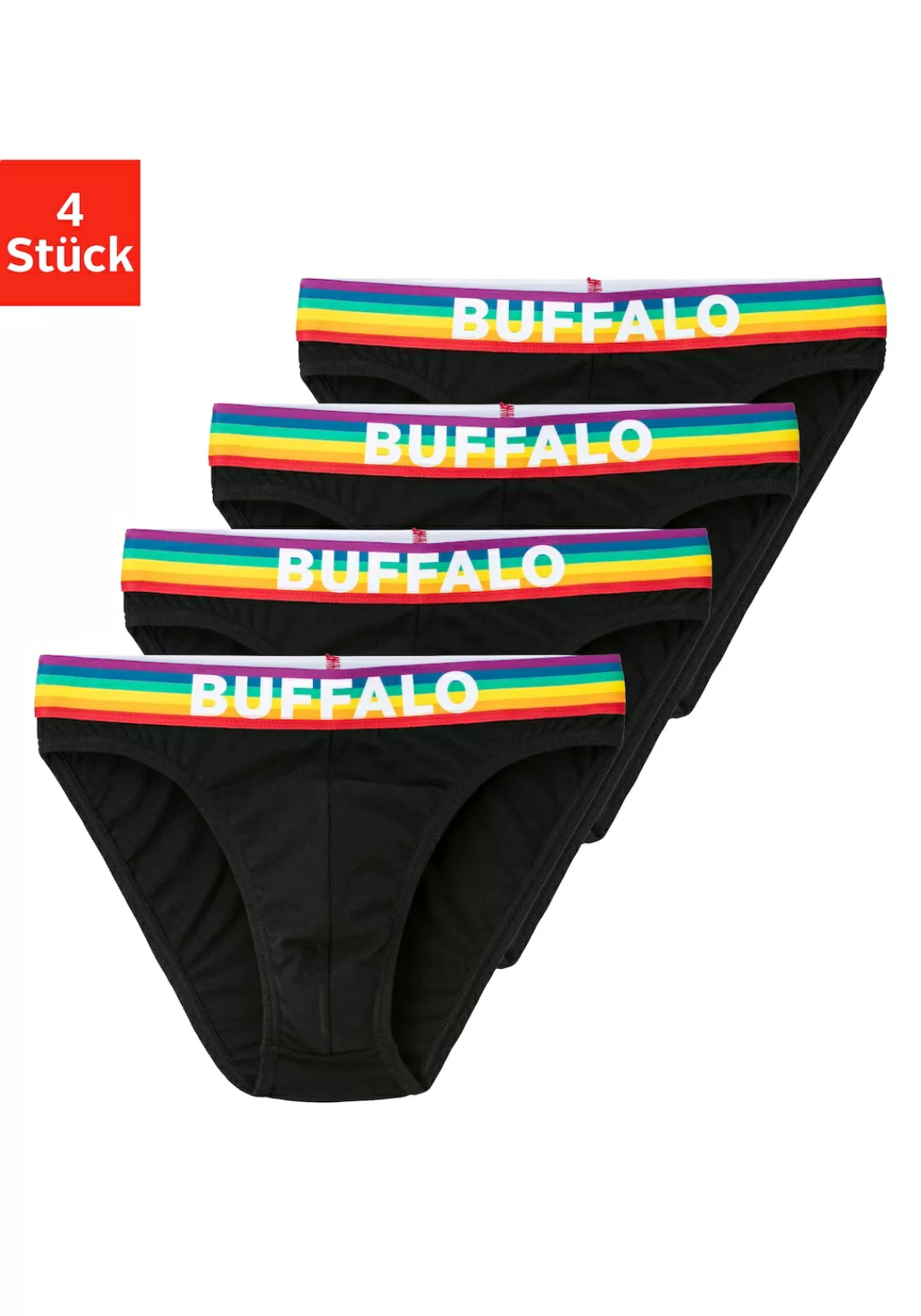 Buffalo Slip "PRIDE", (Packung, 4 St.), Minislip mit Webbund in Regenbogenf günstig online kaufen