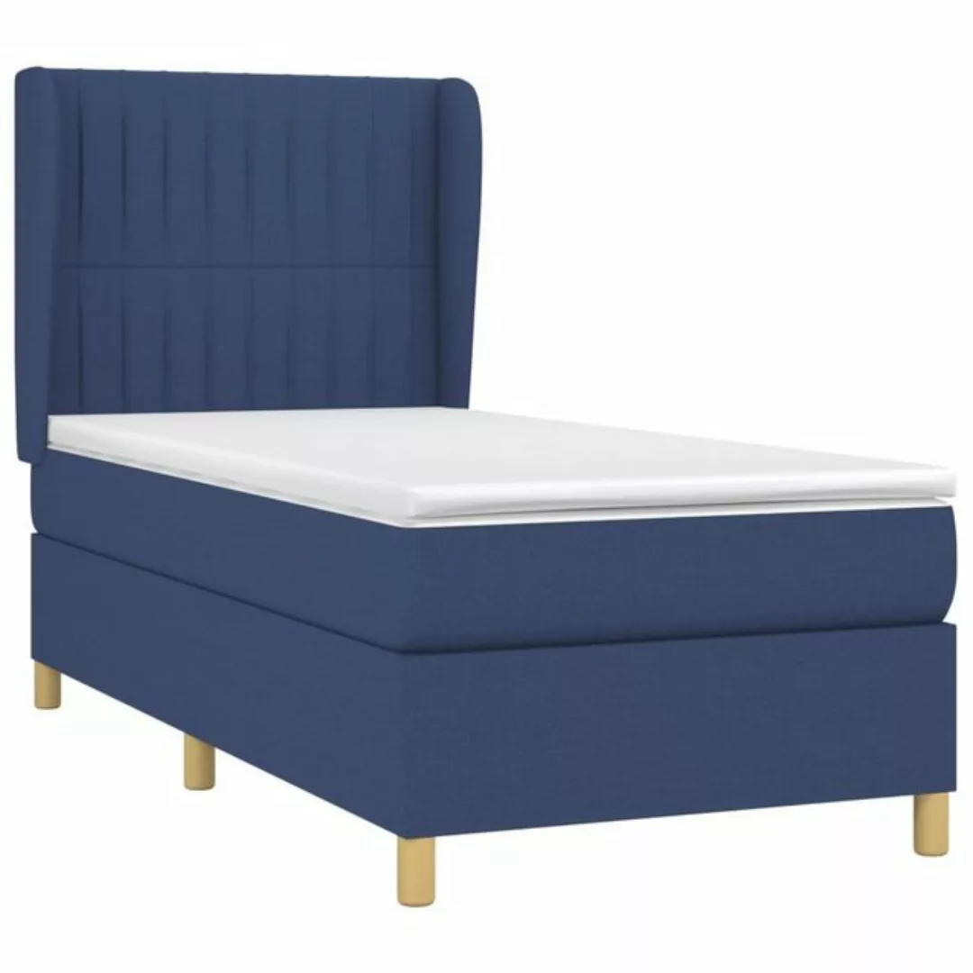 vidaXL Bett Boxspringbett mit Matratze Blau 90x200 cm Stoff günstig online kaufen