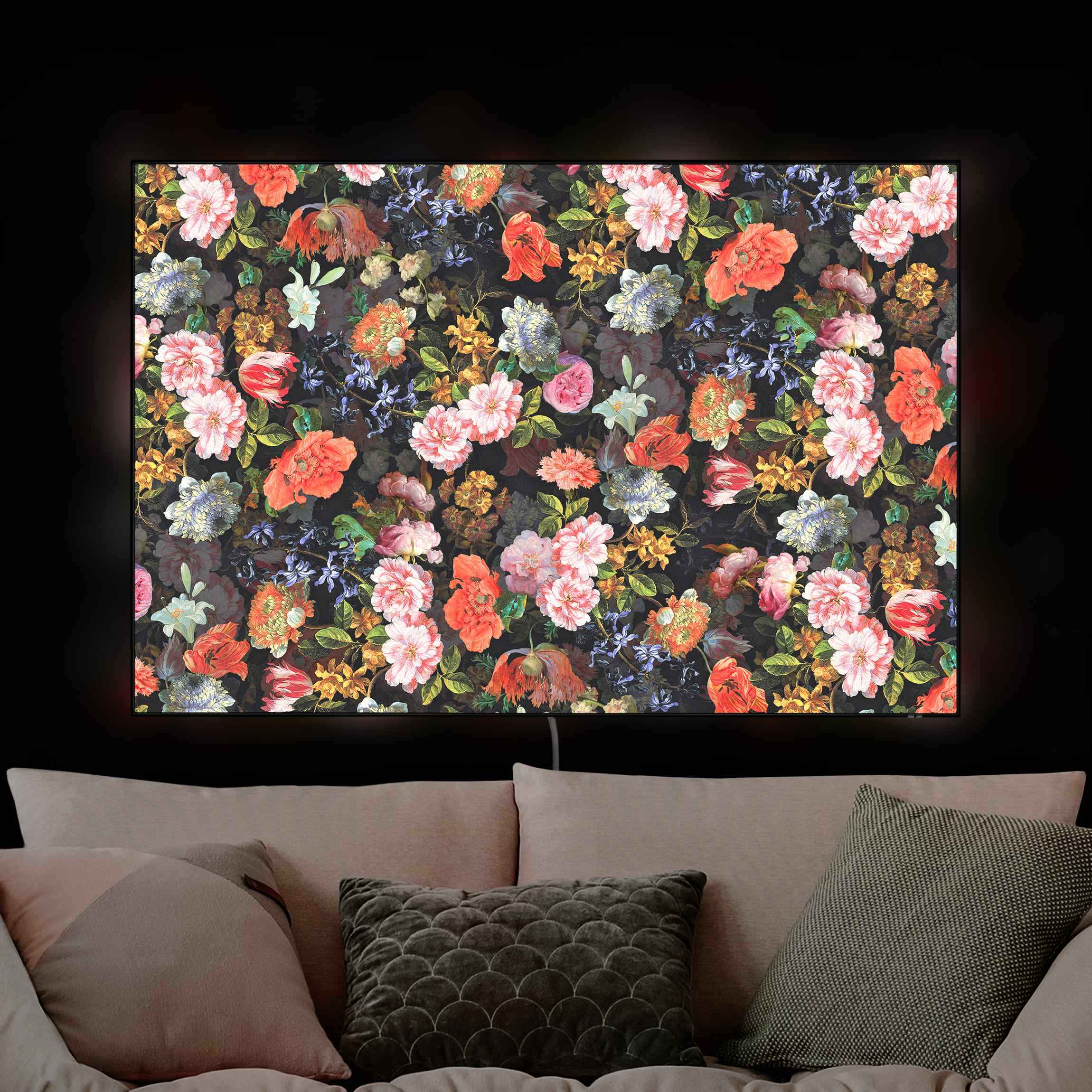 LED-Wechselbild Dunkles Blumenbouquet günstig online kaufen