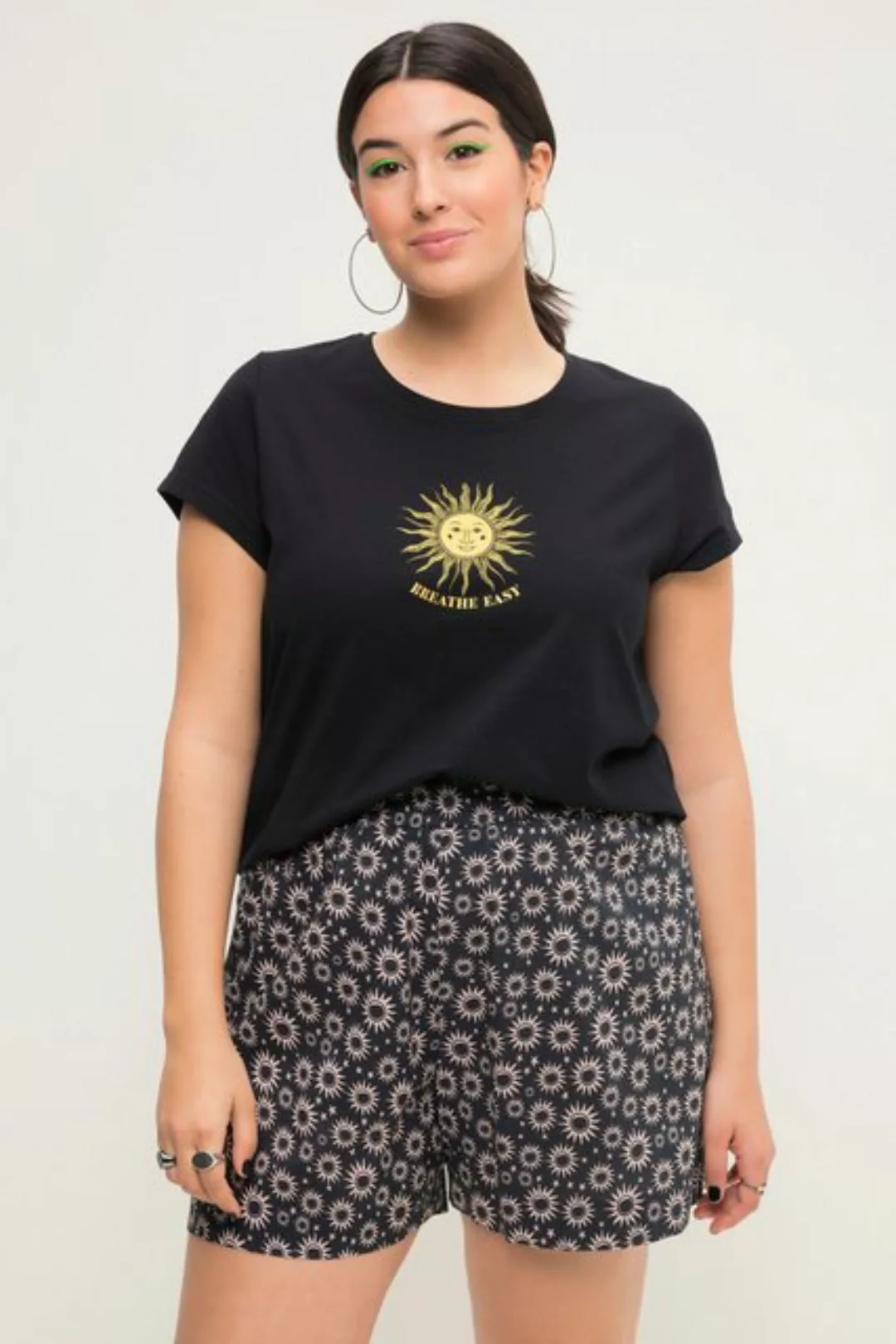 Studio Untold Rundhalsshirt T-Shirt Classic Shape Sun-Print Rundhals Halbar günstig online kaufen