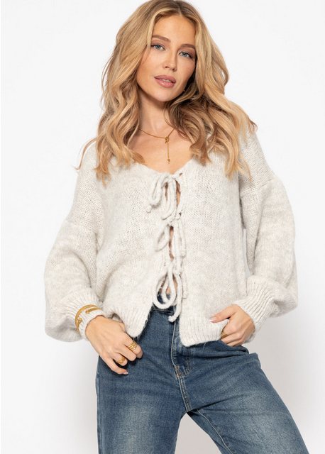 SASSYCLASSY Cardigan Strickjacke Damen mit Schleifenverschluss Oversize Car günstig online kaufen