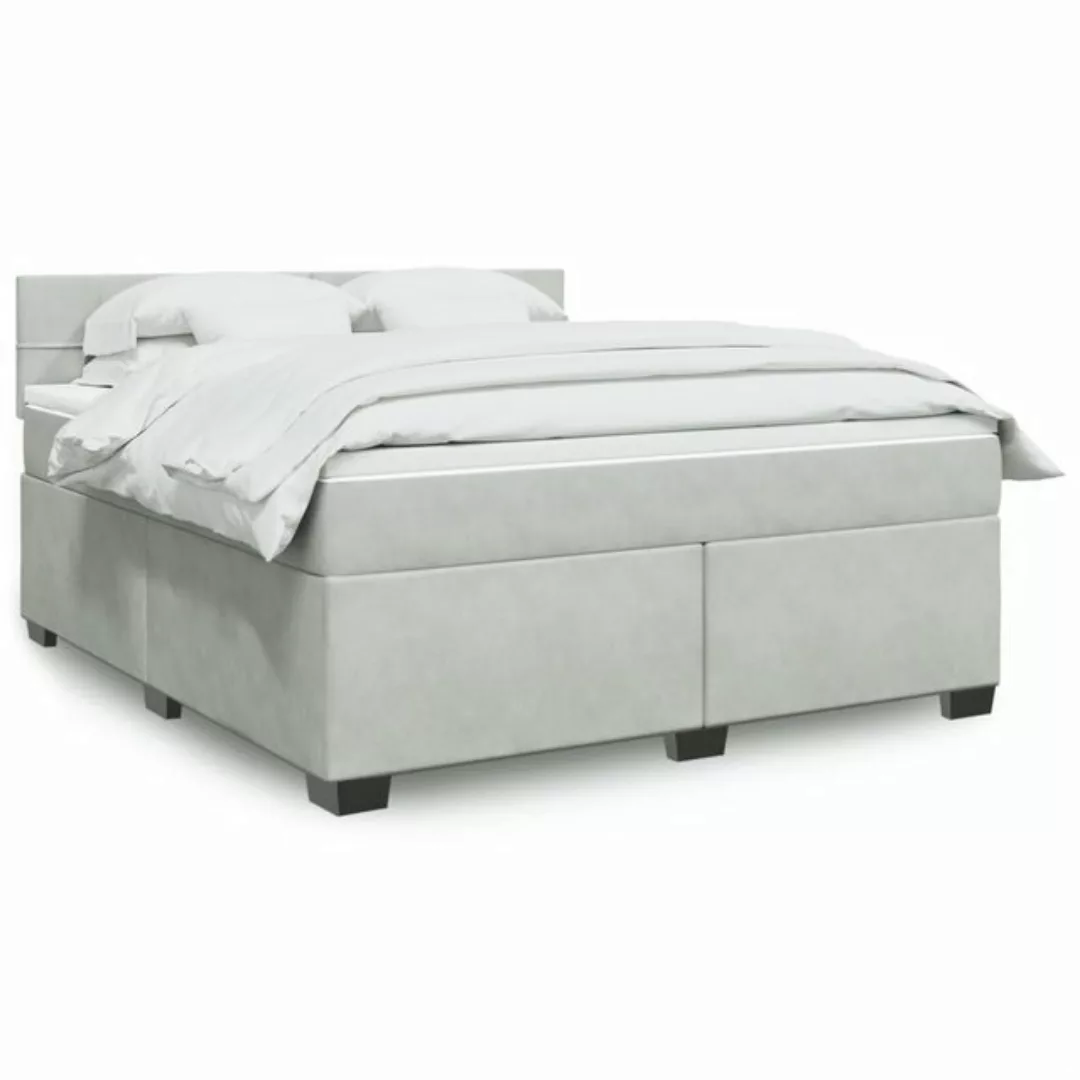 vidaXL Boxspringbett, Boxspringbett mit Matratze Hellgrau 180x200 cm Samt günstig online kaufen