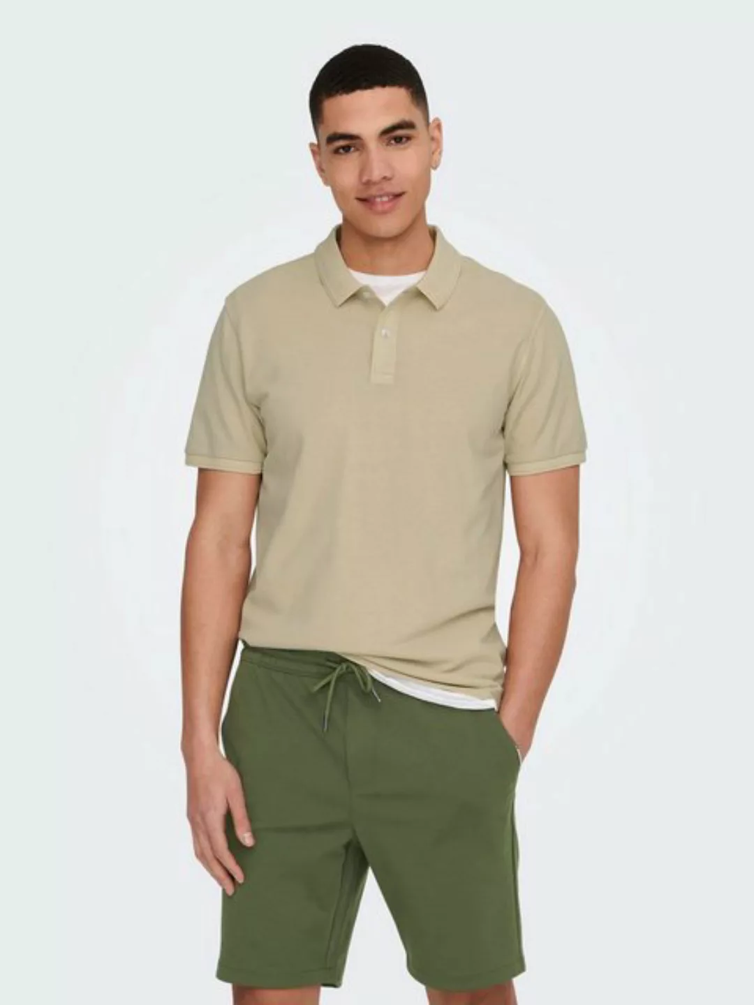 ONLY & SONS Poloshirt Poloshirt aus Baumwolle Kurzarm Slim Fit 7489 in Grau günstig online kaufen