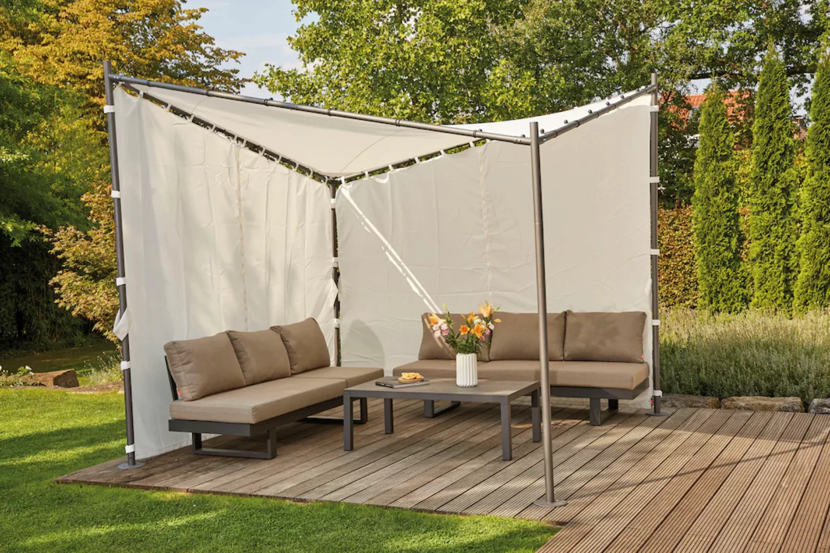 Siena Garden Seitenteile 2er Set zu Pavillon Berlino 300 cm x 197 cm Weiß günstig online kaufen