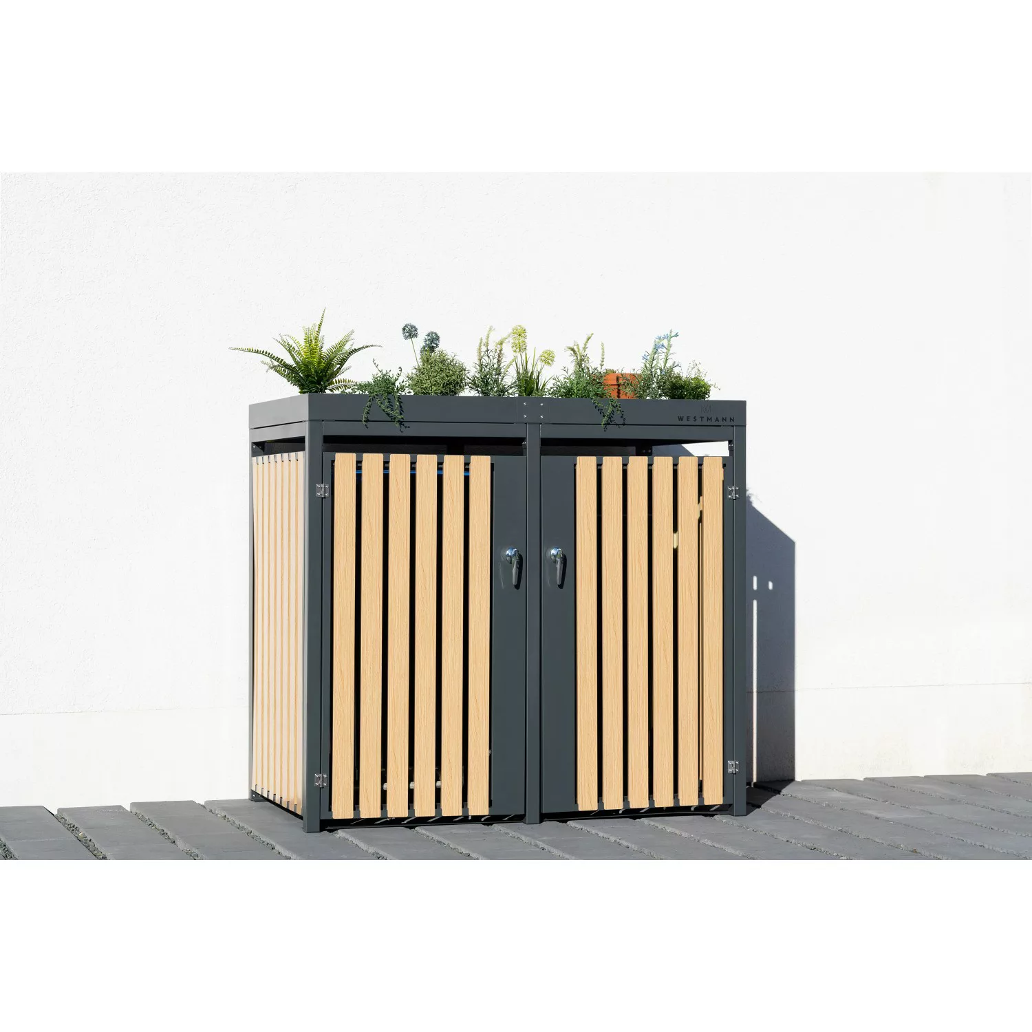 Westmann Mülltonnenbox und Gerätebox Design 1 Anthrazit 134 cm x 84 cm x 12 günstig online kaufen