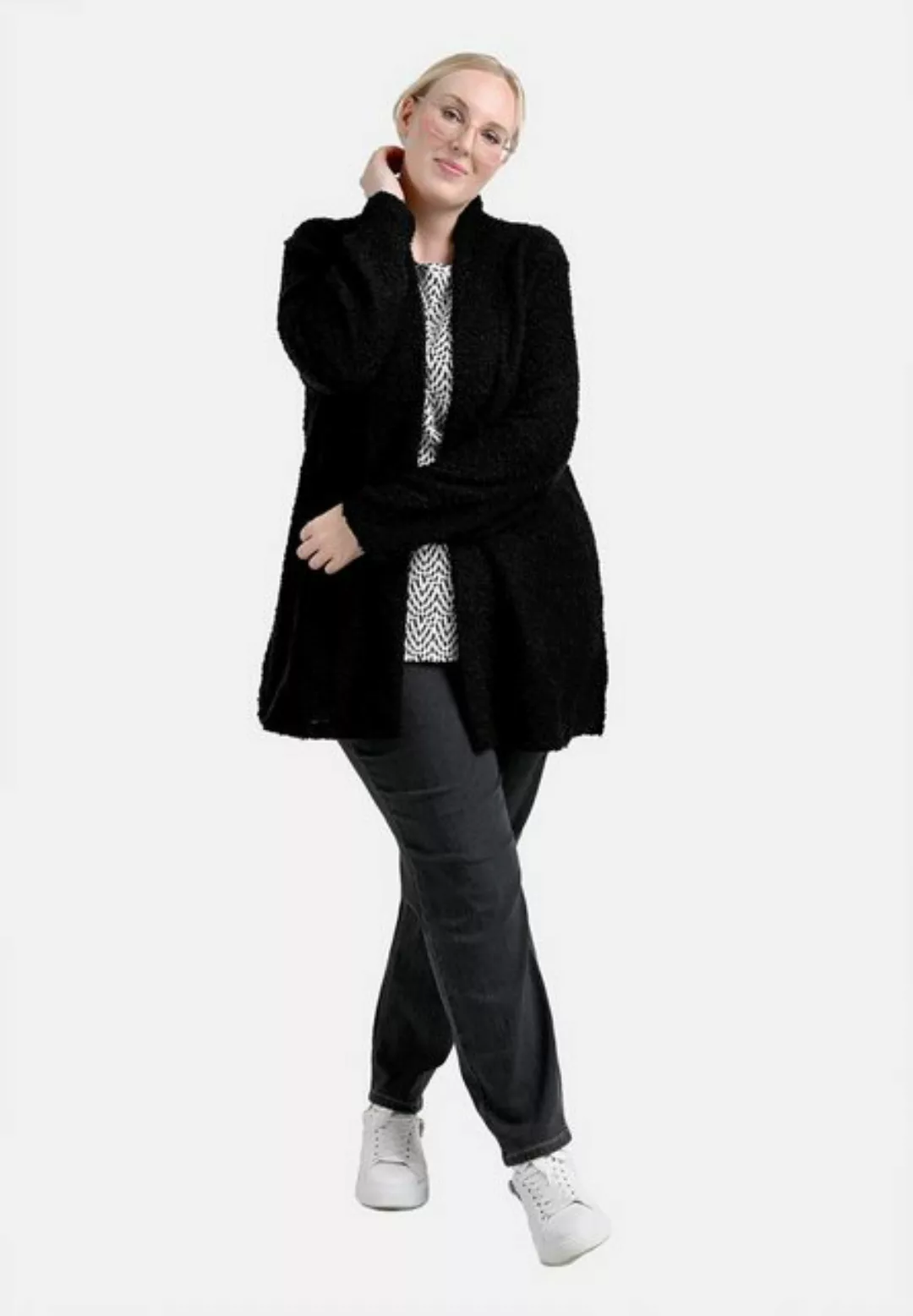 elanza Cardigan Cardigan aus Bouclé-Strick in Schwarz (1-tlg) günstig online kaufen