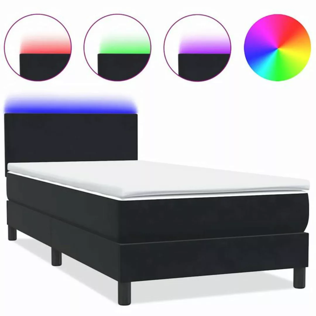 vidaXL Boxspringbett, Boxspringbett mit Matratze Schwarz 80x220 cm Samt günstig online kaufen