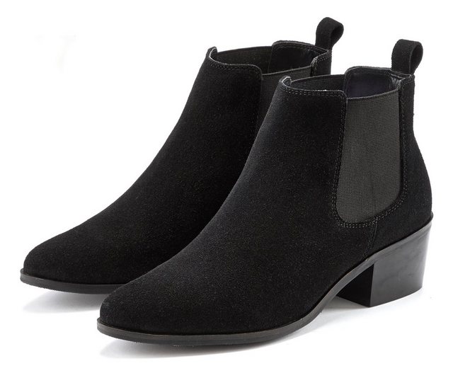 LASCANA Stiefelette aus Veloursleder Chelsea Boots im modischen Cowboy-Look günstig online kaufen