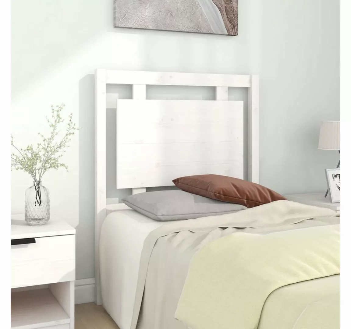 vidaXL Bett, Kopfteil Weiß 80,5x4x100 cm Massivholz Kiefer günstig online kaufen