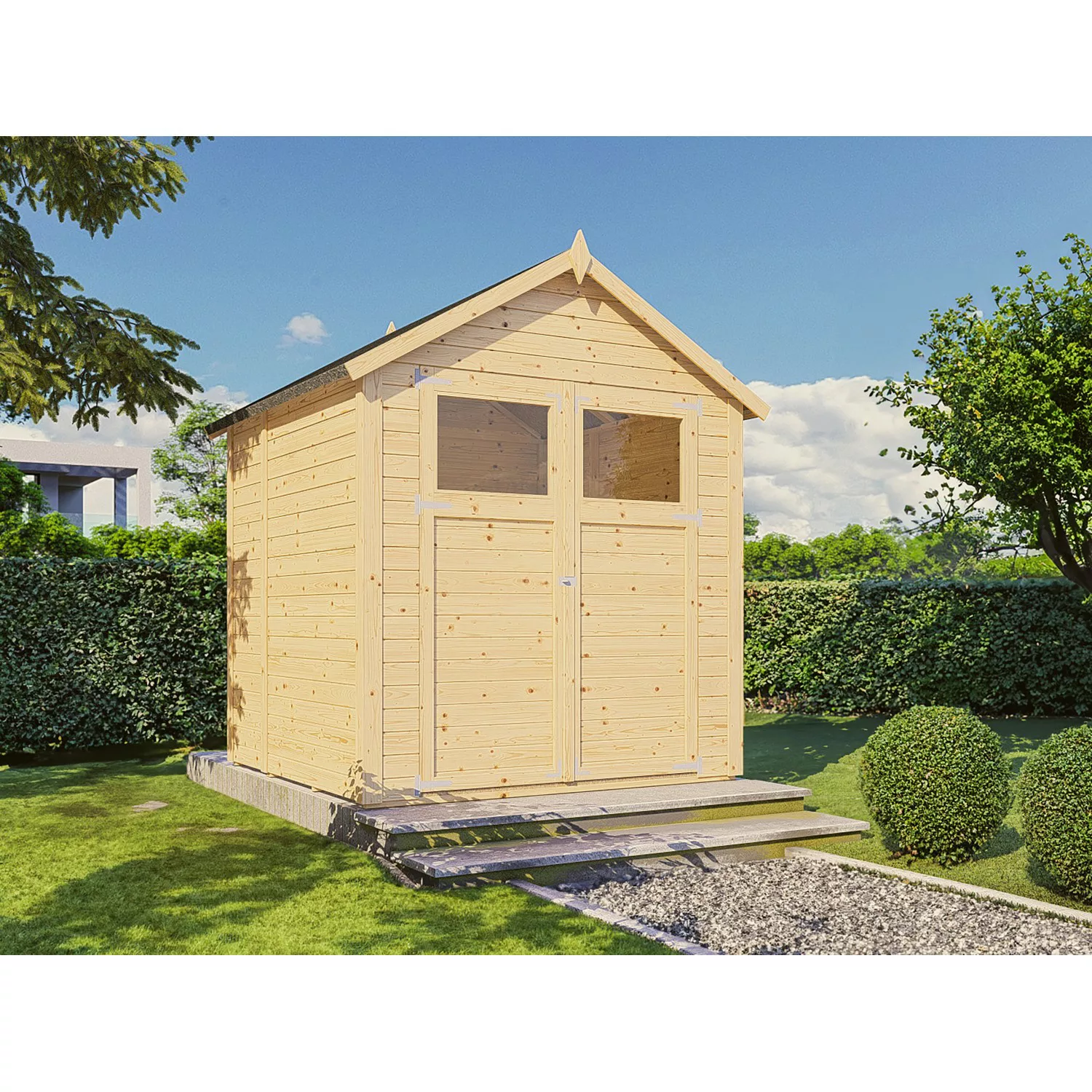 Bertilo Holz-Gartenhaus Sylt 180 cm x 175 cm Natur FSC® günstig online kaufen